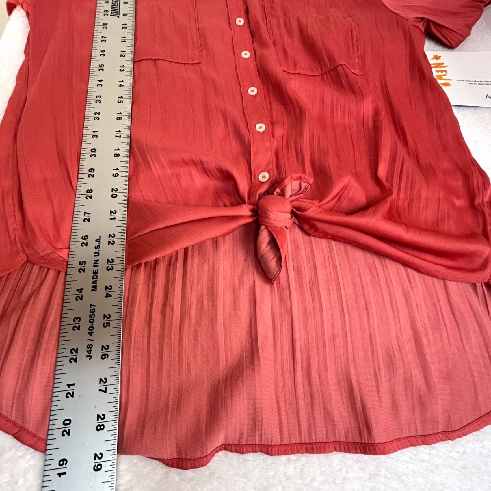 Anthropologie Anthropologie Coral Tie-Front Button-Up Blouse Long Sleeve M Womens Medium NWOT Size M / US 6-8 / IT 42-44 - 8 Thumbnail