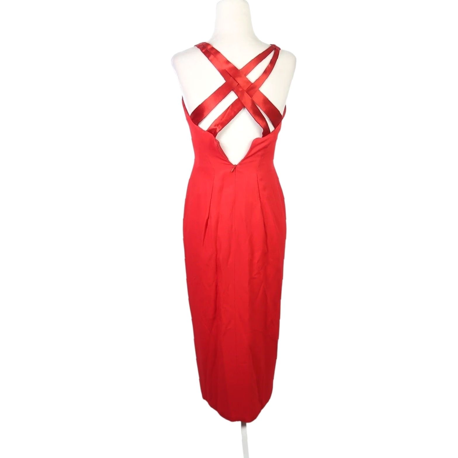 Vintage VINTAGE CDC red square neck strappy midi cocktail dress 2P Women Petite Midi Formal 90s Velvet? Size XS / US 0-2 / IT 36-38 - 4 Thumbnail