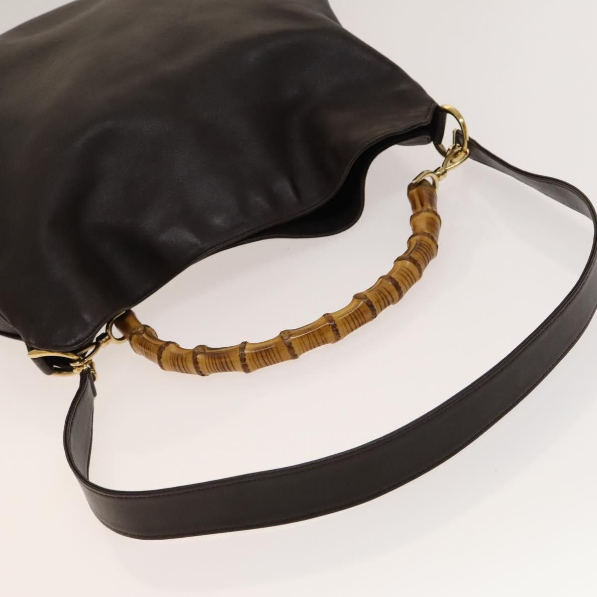 Gucci GUCCI Bamboo Shoulder Bag Leather Brown Gold Size ONE SIZE - 7 Thumbnail