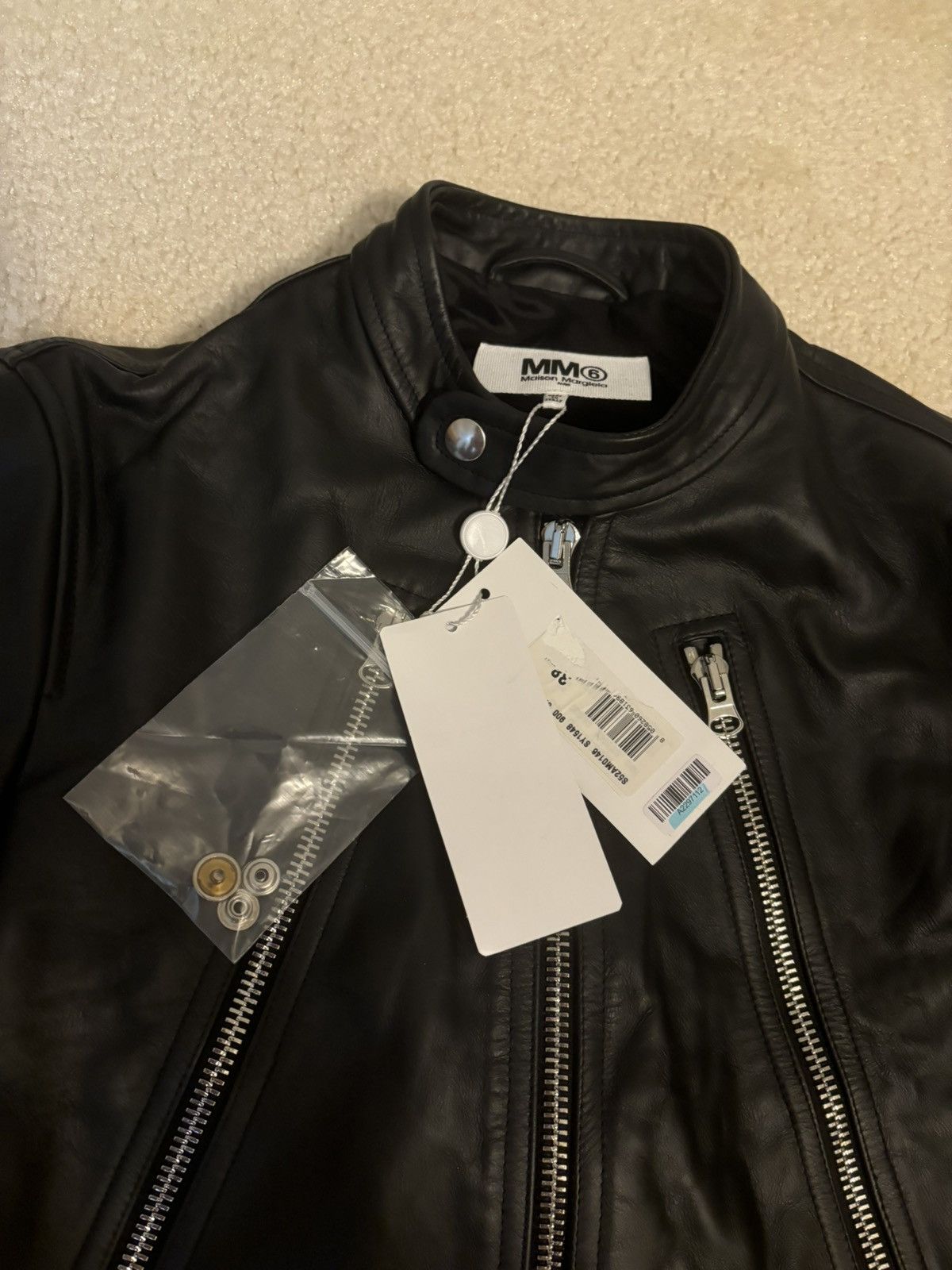 Maison Margiela Maison Margiela MM6 5 Zip Leather Jacket Black Size US XXS / EU 40 - 3 Thumbnail