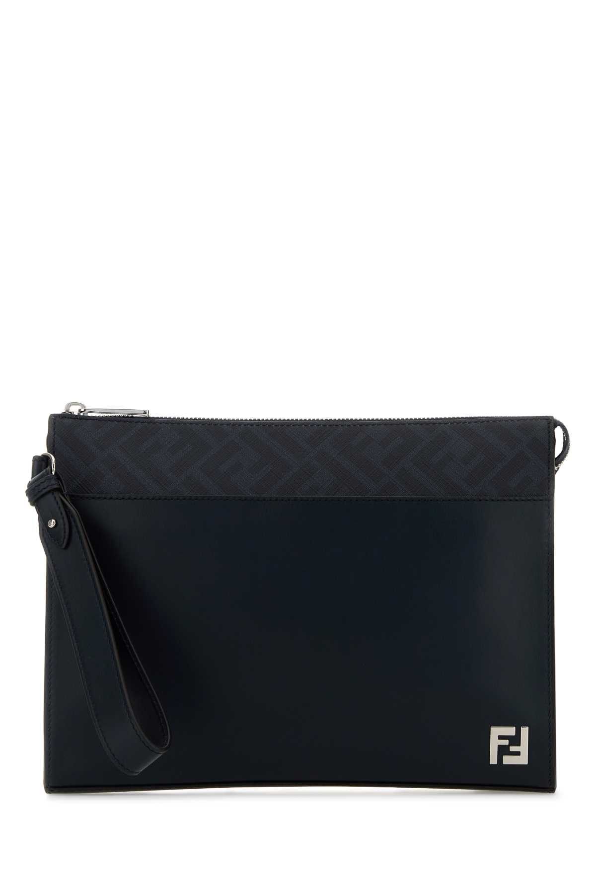 Fendi Midnight Blue Leather Squared Ff Clutch Size ONE SIZE - 1 Thumbnail
