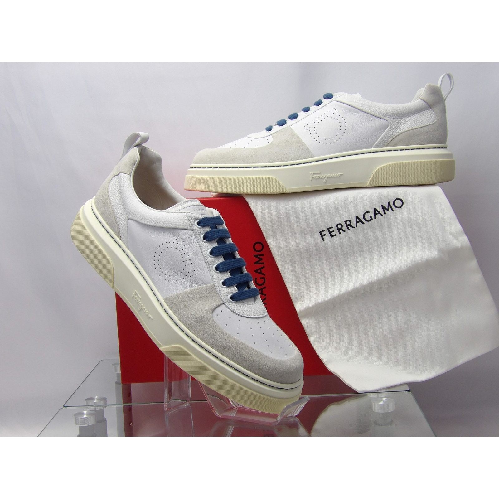 Salvatore Ferragamo FERRAGAMO CASSINA WHITE LEATHER GANCINI LOGO SNEAKERS 11.5 Size US 12.5 / EU 45-46 - 7 Thumbnail