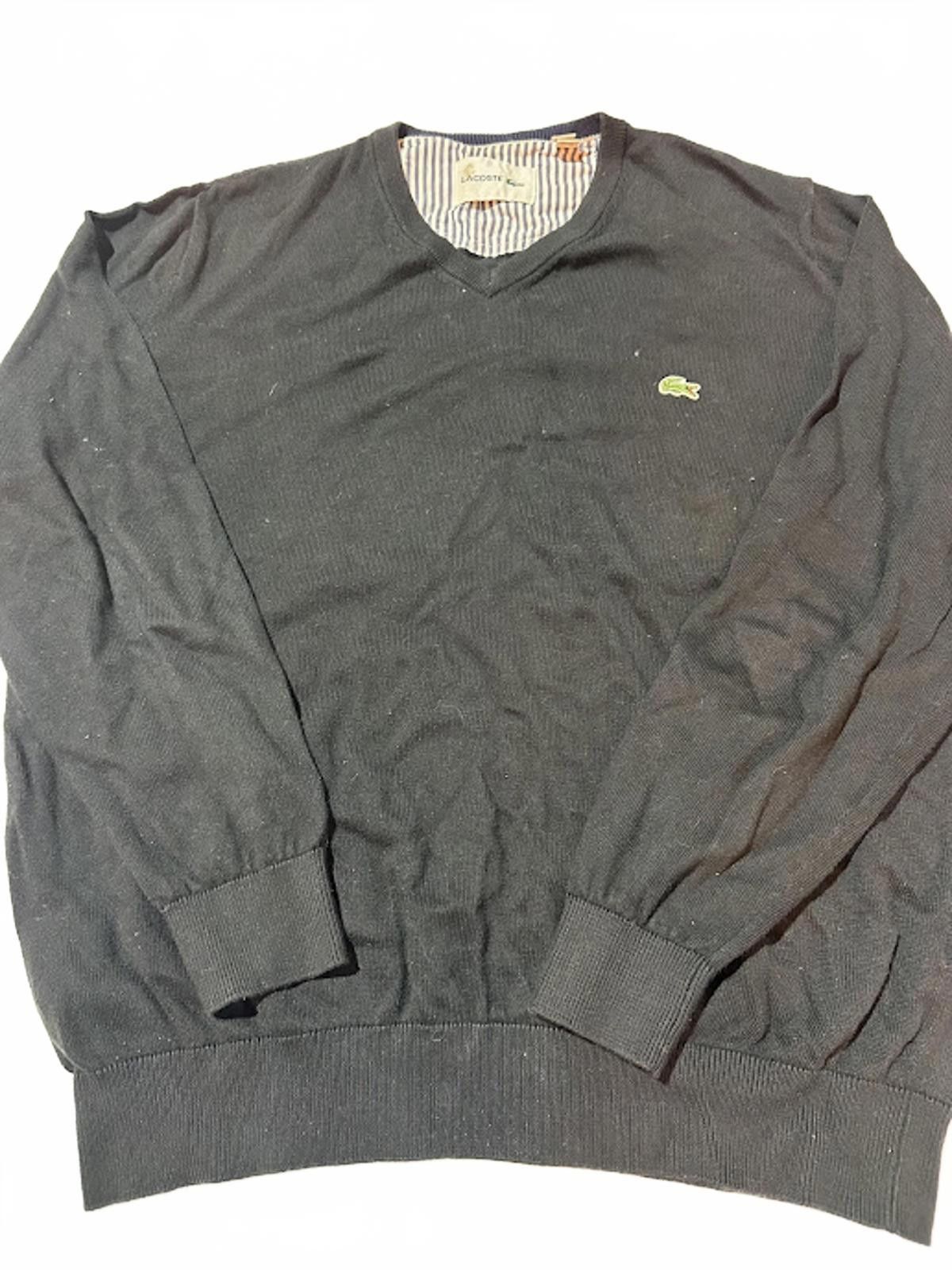 Other Lacoste Black V-Neck Cotton Sweater XL Size US XL / EU 56 / 4 - 1 Thumbnail