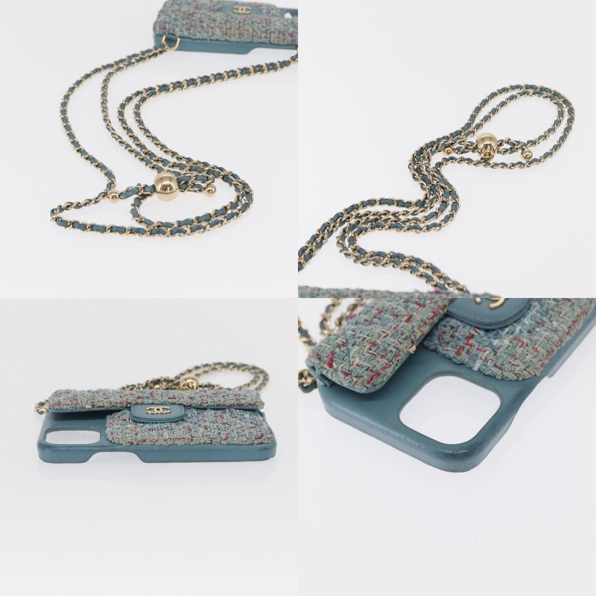 Chanel Chanel Iphone Case Tweed Light Blue CC Size ONE SIZE - 4 Thumbnail