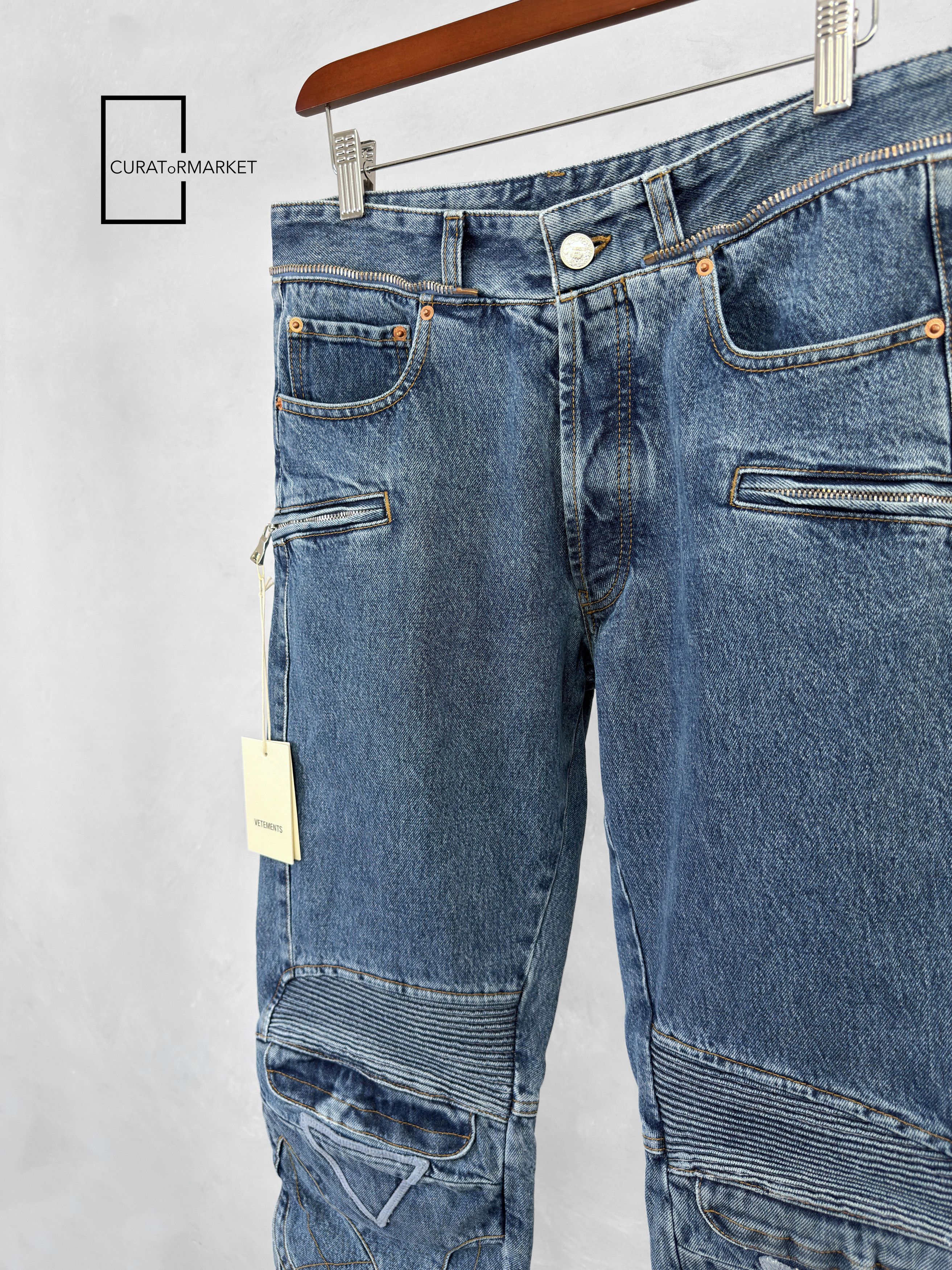 Vetements Multi Zip Embroidered Pocket Patch Biker Runway Jeans FW20 Size US 30 / EU 46 - 2 Thumbnail