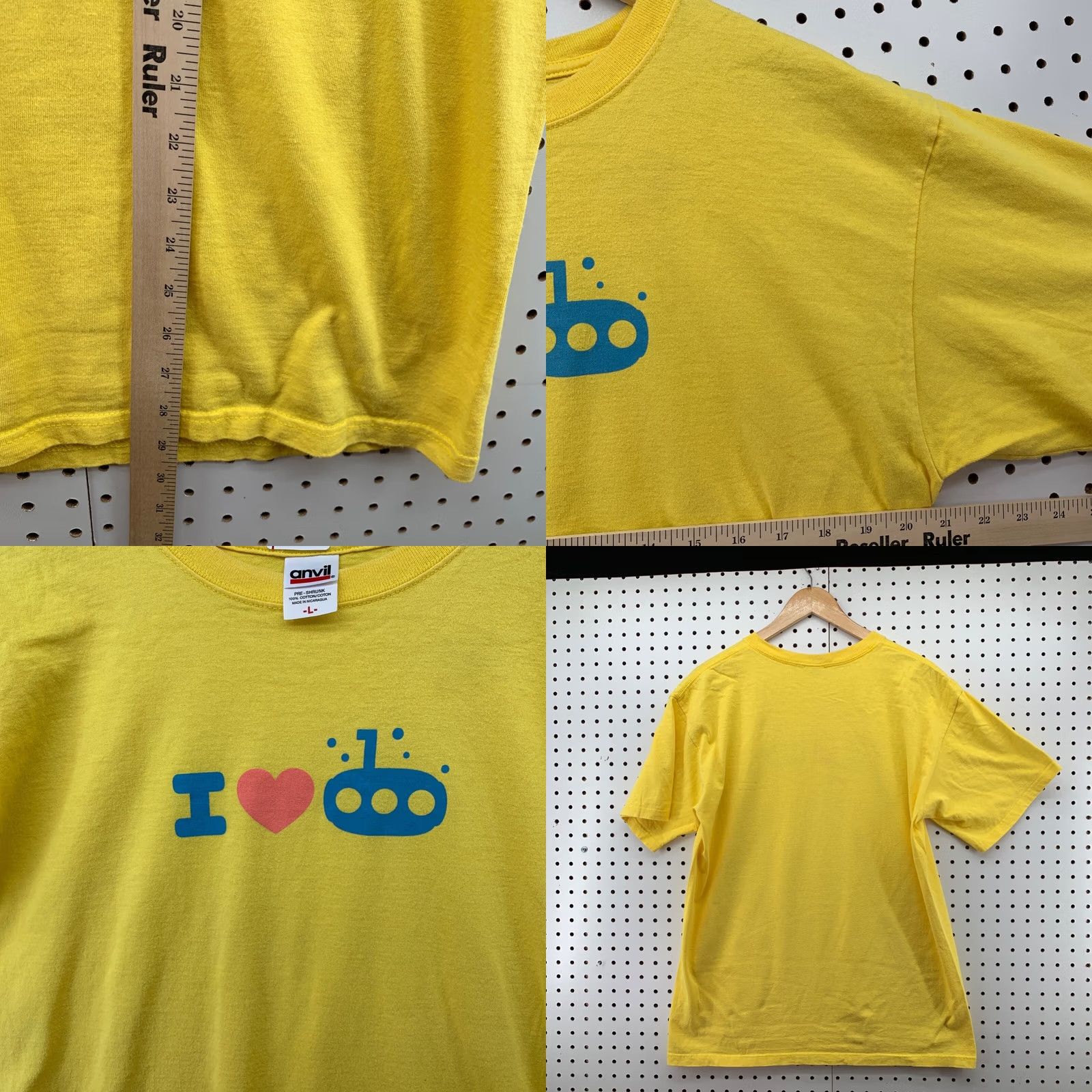 Anvil VINTAGE I Love Yellow Submarine Shirt Mens L Logo 90s Band Music T-Shirt Size US L / EU 52-54 / 3 - 8 Thumbnail