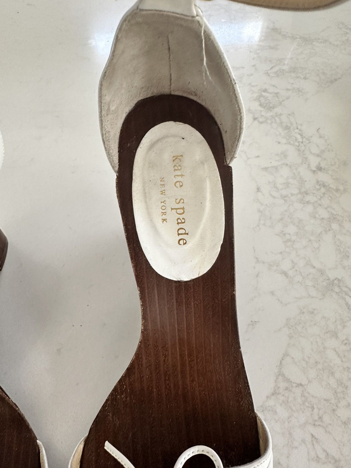 Kate Spade Kate Spade Women's Firey White Leather Wedge Sandal Size 8.5 Size US 7.5 / IT 37.5 - 4 Thumbnail