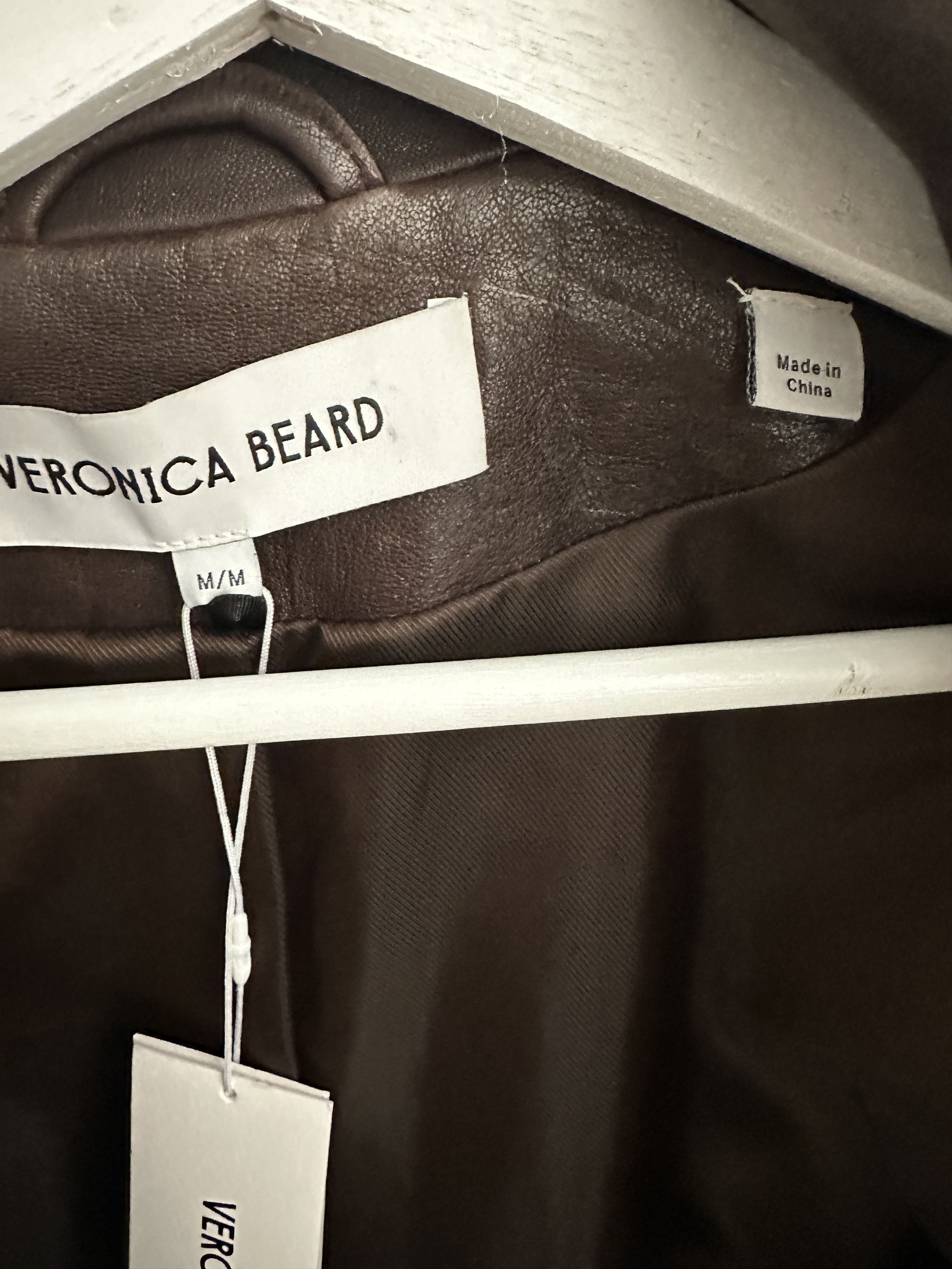 Veronica Beard Thandie Dickey Coat, Dark Chocolate Leather Jacket Size M / US 6-8 / IT 42-44 - 3 Thumbnail