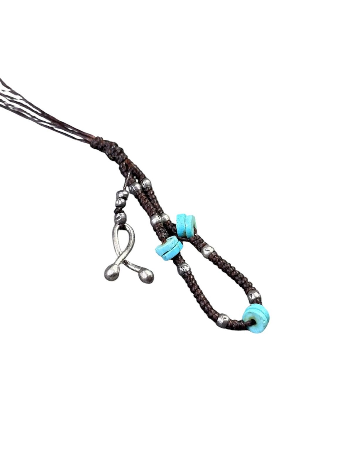 Vintage KAREN SILVER WITH TURQUOISE BRAIDED KEYCHAIN / PHONE STRAP Size ONE SIZE - 2 Thumbnail