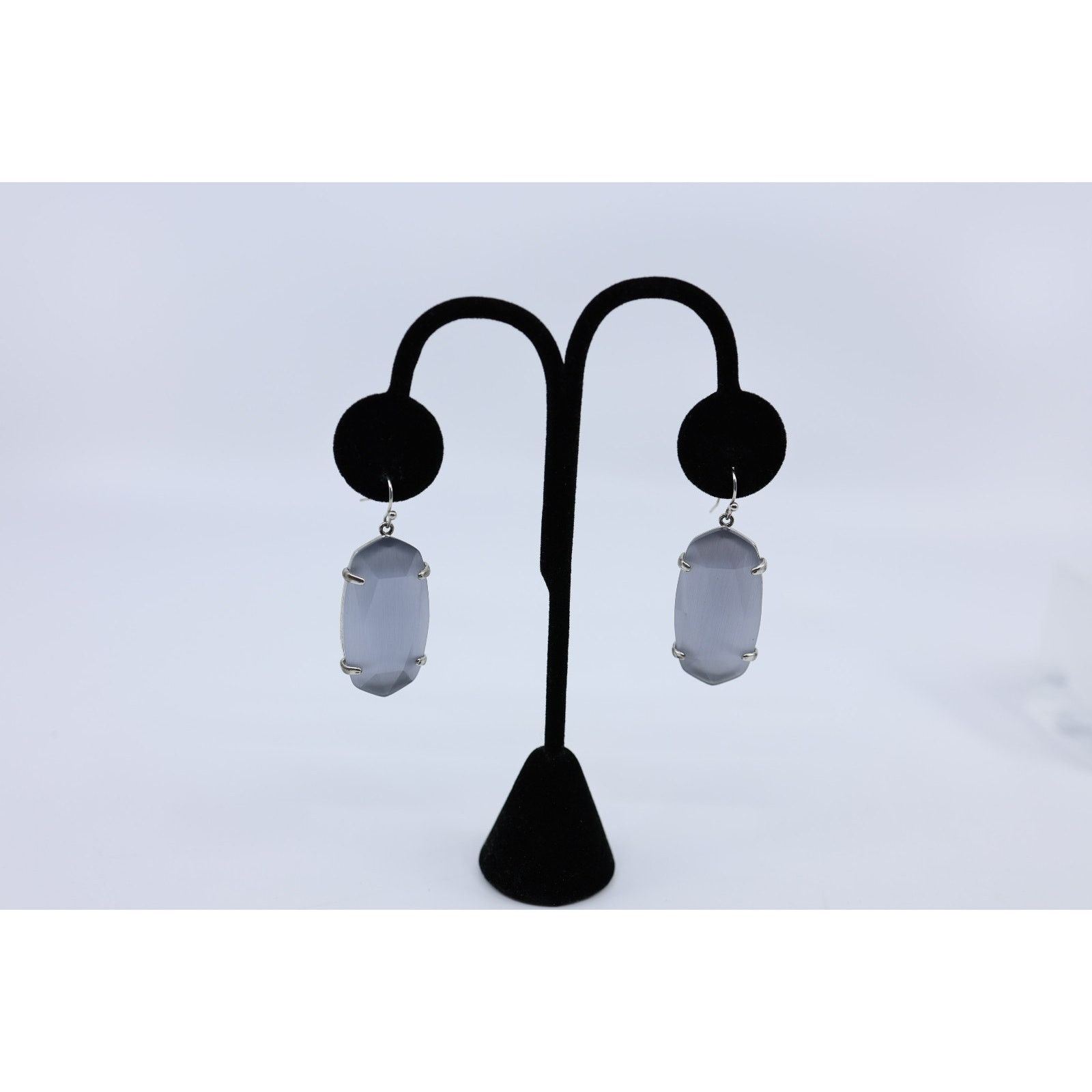 Kendra Scott KENDRA SCOTT Esme Silver Tone Slate Cat Eye Dangle Earrings Size ONE SIZE - 1 Thumbnail