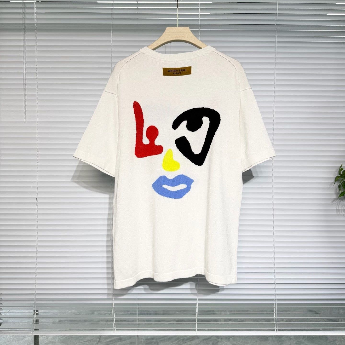 Louis Vuitton LV Clown Face Logo White Knit T-Shirt Size US L / EU 52-54 / 3 - 1 Thumbnail