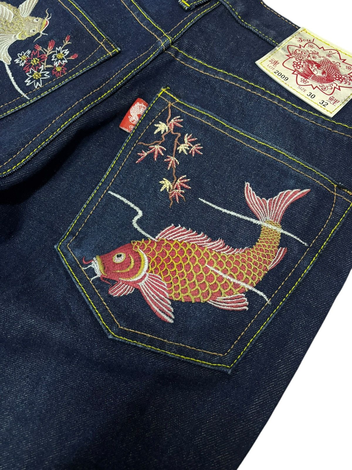 Japanese Brand × Kings Of Indigo × Seditionaries 🔥RARE🔥 Soul Of Koi Embroidered KOI Fish Denim Jeans Size US 30 / EU 46 - 12 Thumbnail