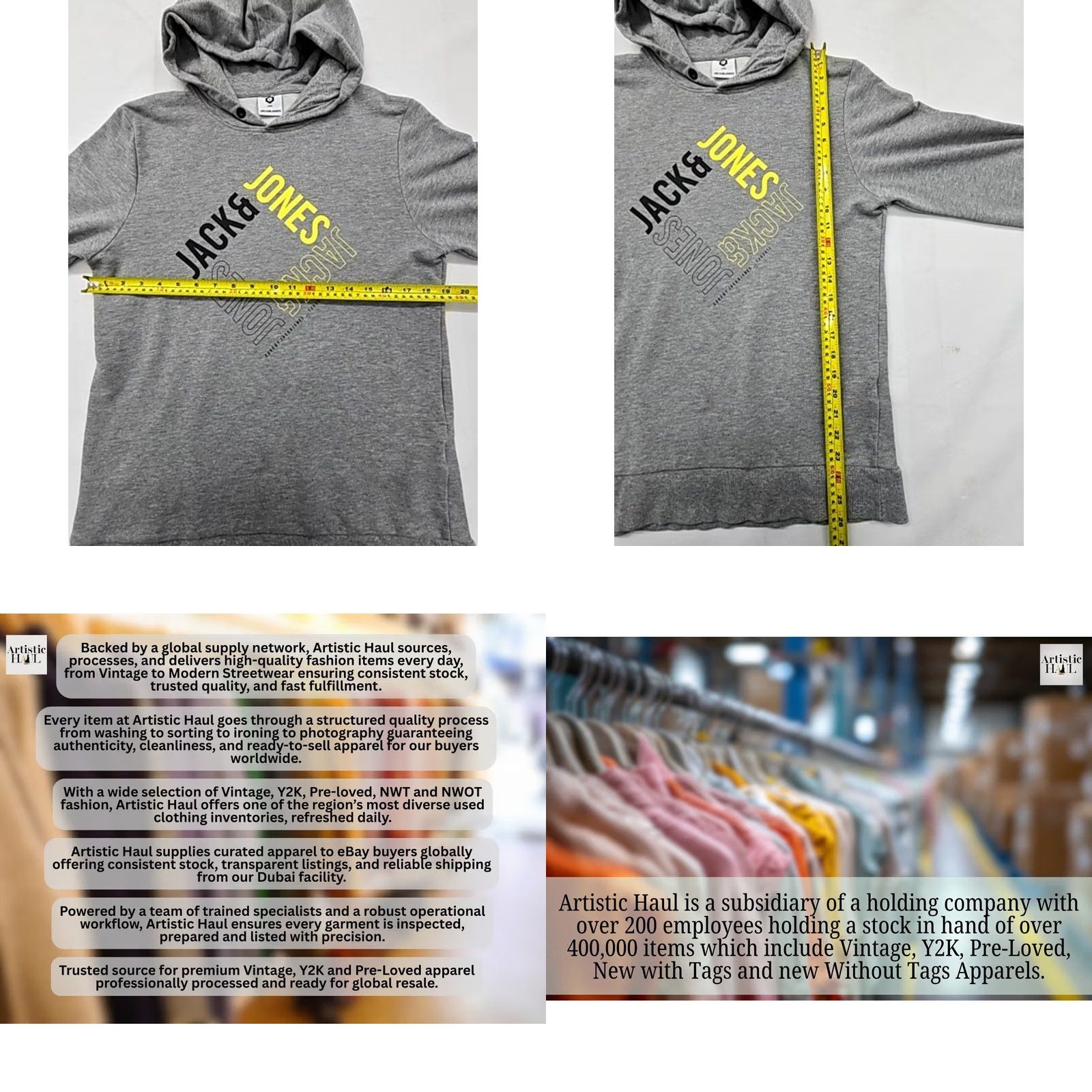 Jack & Jones Jack & Jones Men’s Graphic Hoodie M Grey Organic Cotton Relaxed Fit Size US M / EU 48-50 / 2 - 8 Thumbnail