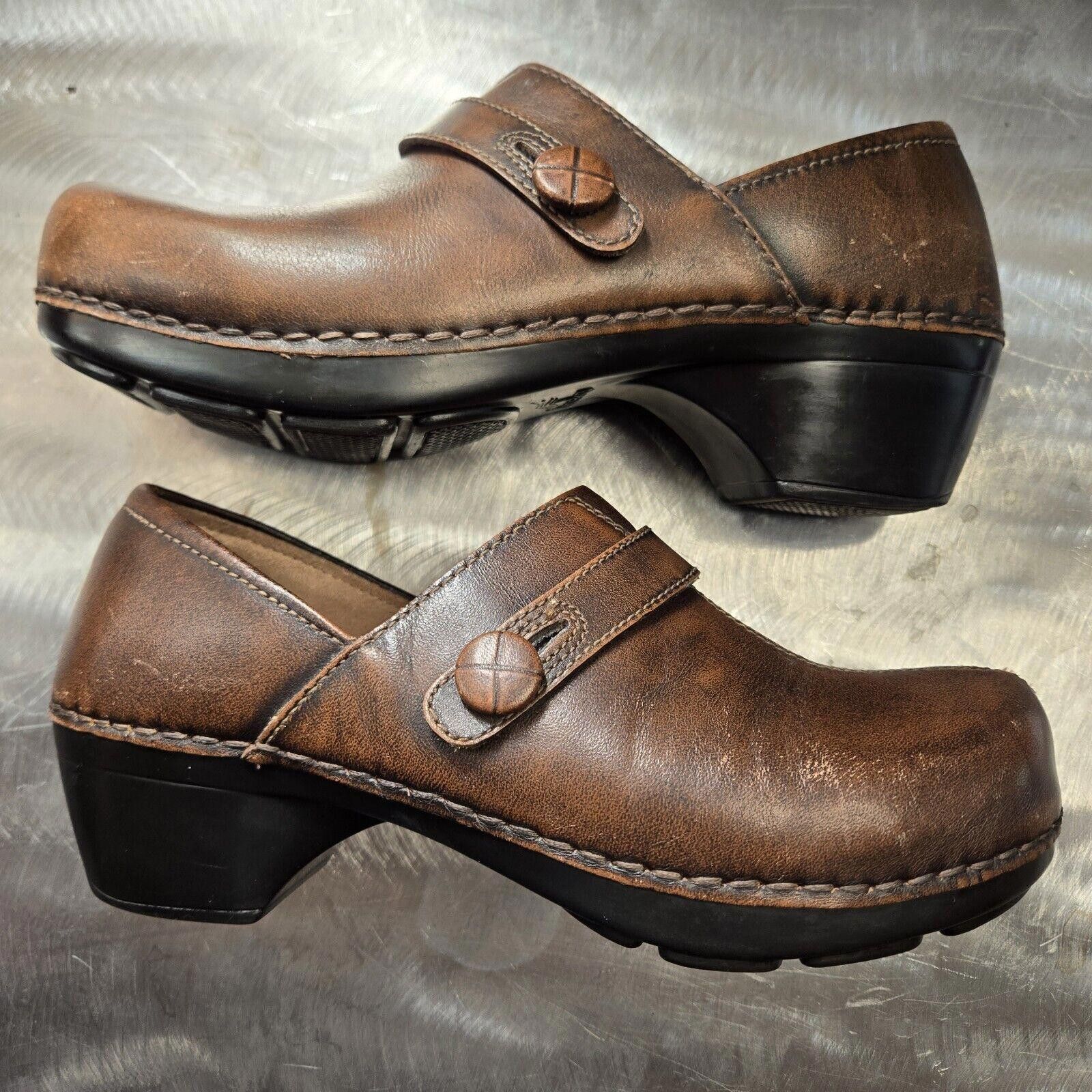 Designer Dansko Womens Solstice Brown Leather Button Slip Clogs S 6 Size US 6 / IT 36 - 9 Thumbnail