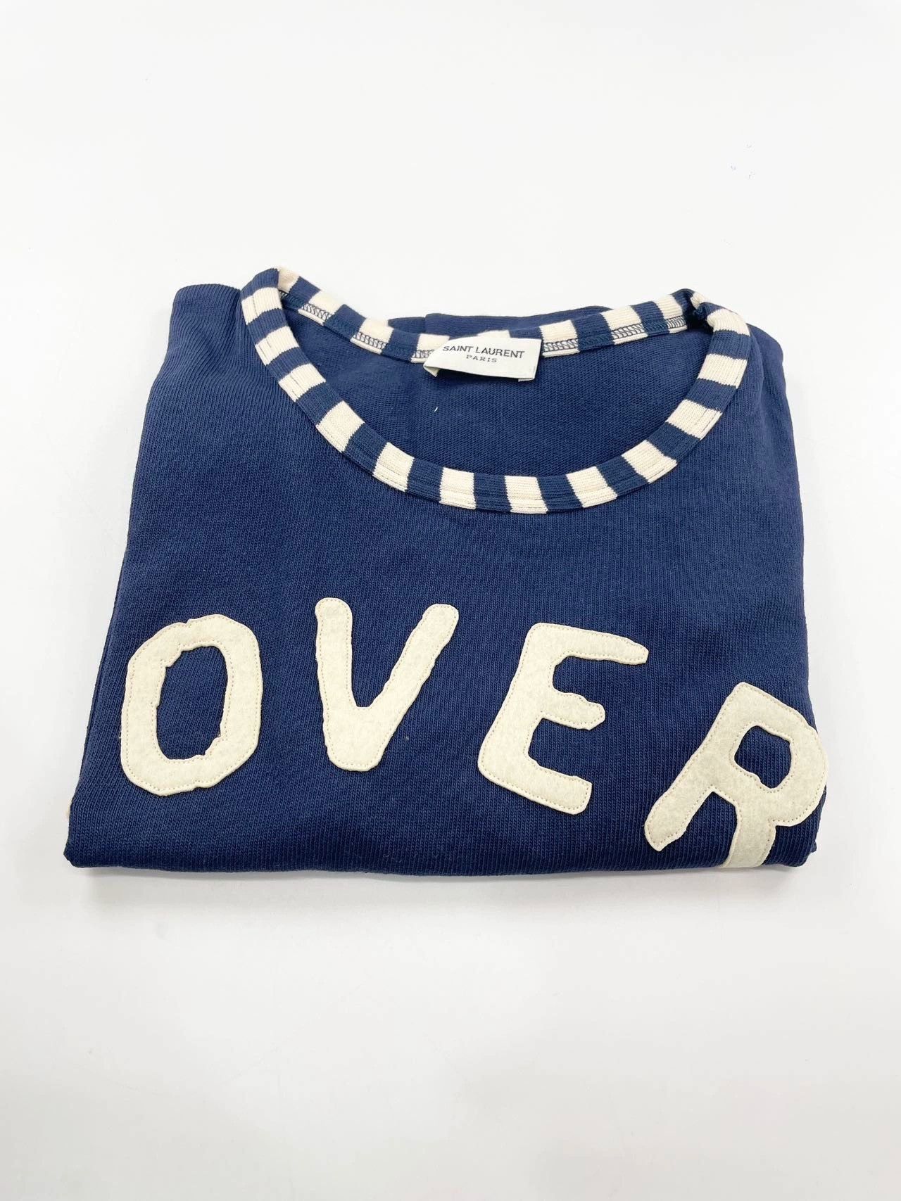 Saint Laurent Paris × Yves Saint Laurent SAINT LAURENT YSL Women's Navy Blue Natural Short-sleeved Size XS / US 0-2 / IT 36-38 - 4 Thumbnail