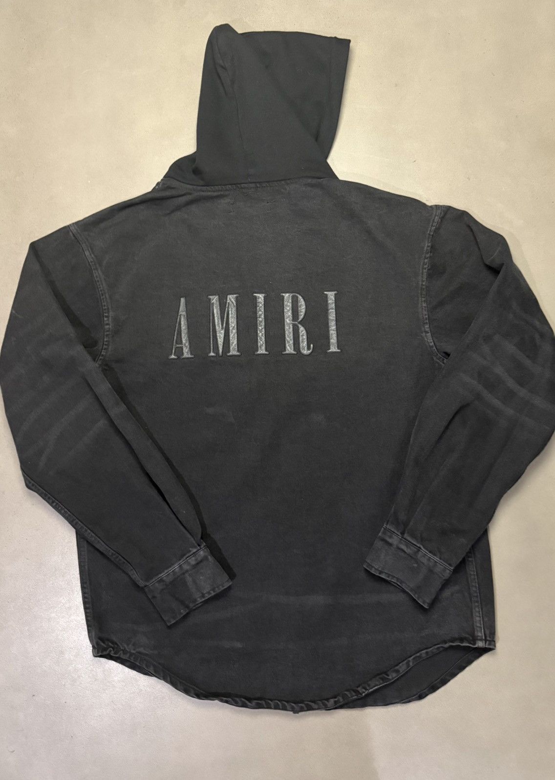 Amiri Amiri Denim Hooded Leather Logo Button Up Size US L / EU 52-54 / 3 - 3 Thumbnail