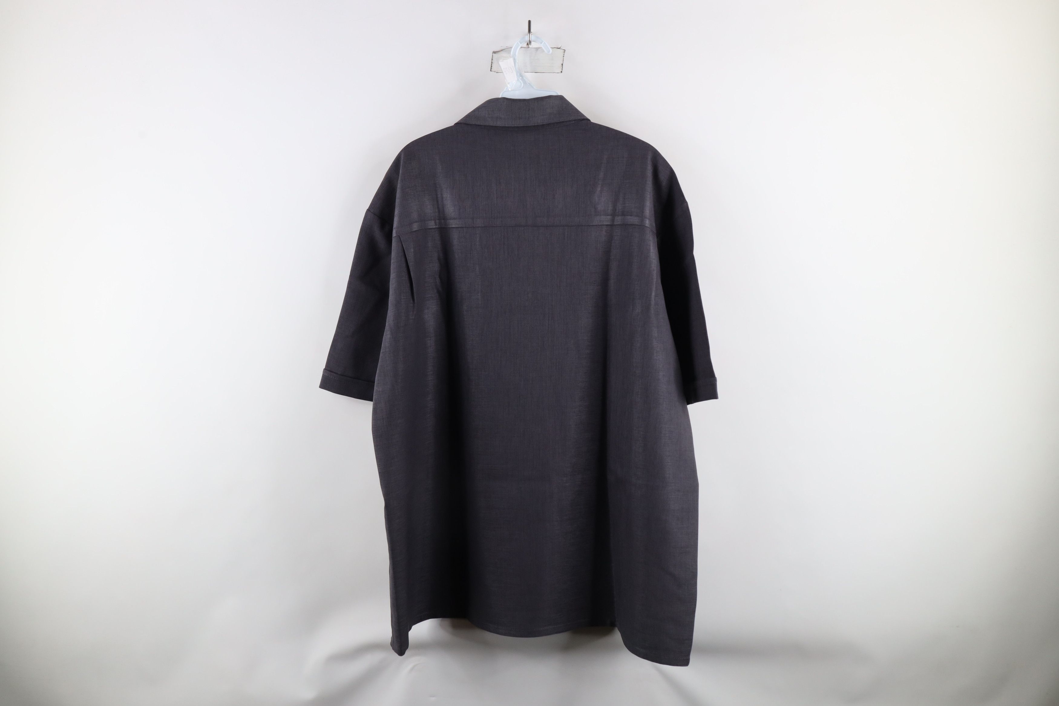 Vintage Vintage 90s Streetwear Camp Collar Panel Button Shirt Gray Size US L / EU 52-54 / 3 - 6 Thumbnail