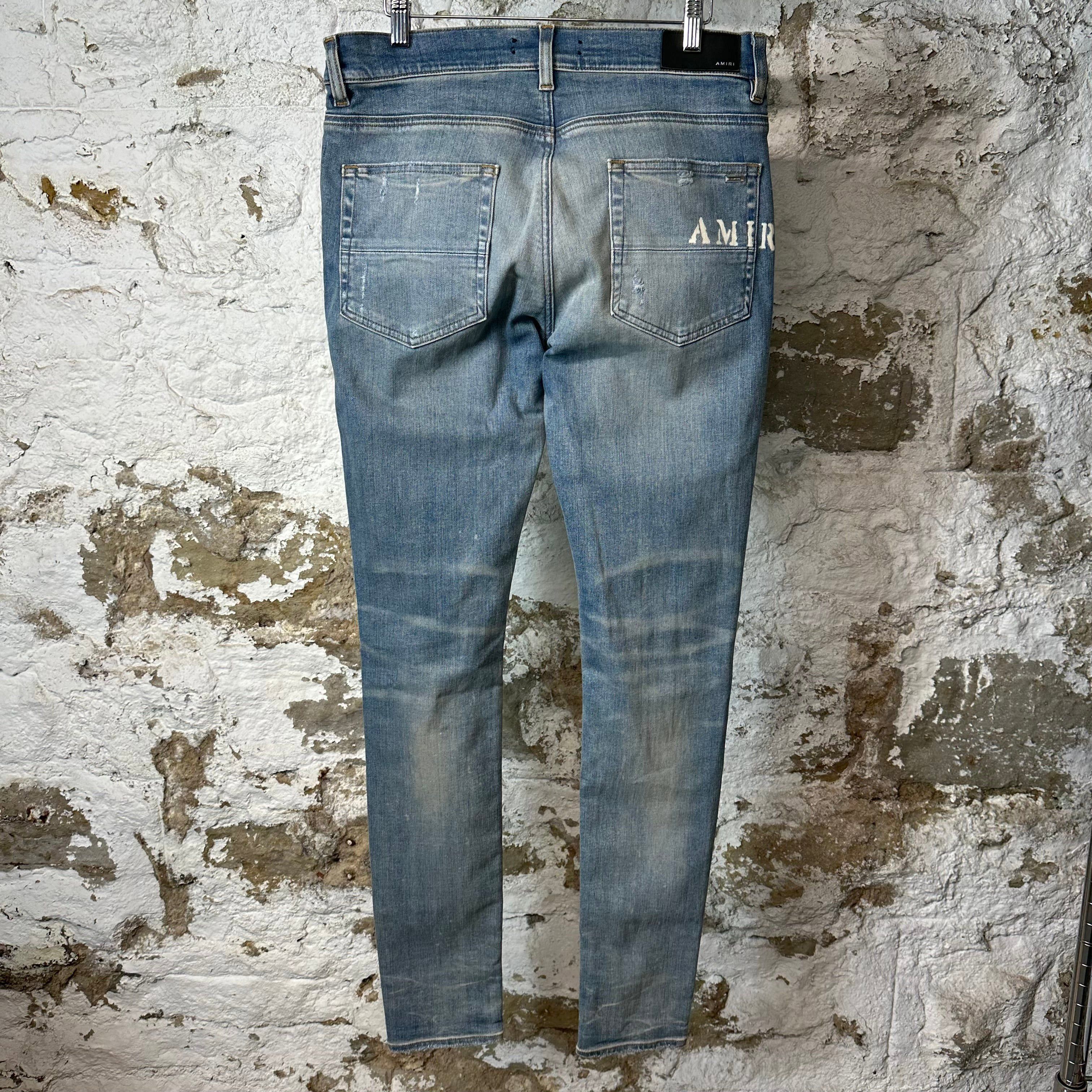 Amiri Amiri White Flower Print Blue Denim Jeans Sz 32 Size US 32 / EU 48 - 2 Thumbnail