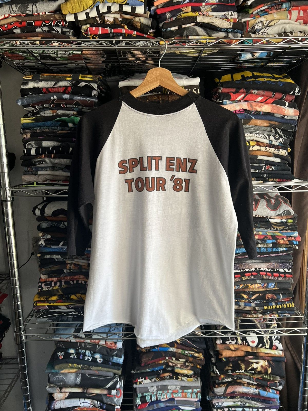 Vintage 1981 Split Enz Waiata Single Stitch Baseball Tee 80s Size US L / EU 52-54 / 3 - 2 Thumbnail