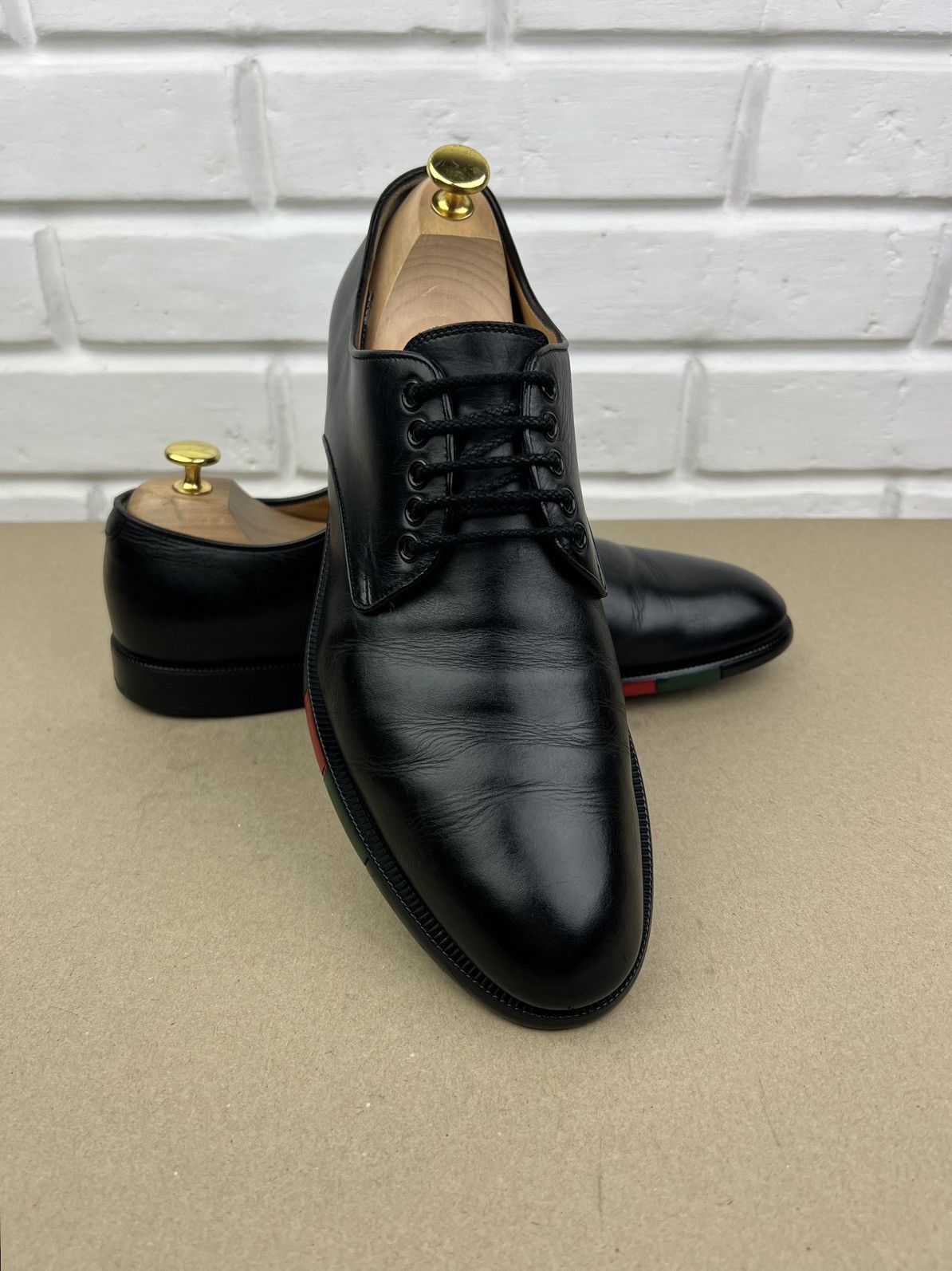 Gucci GUCCI Derby Leather Shoes Lace Up Web Stripe Black Men’s Size US 10.5 / EU 43-44 - 3 Thumbnail