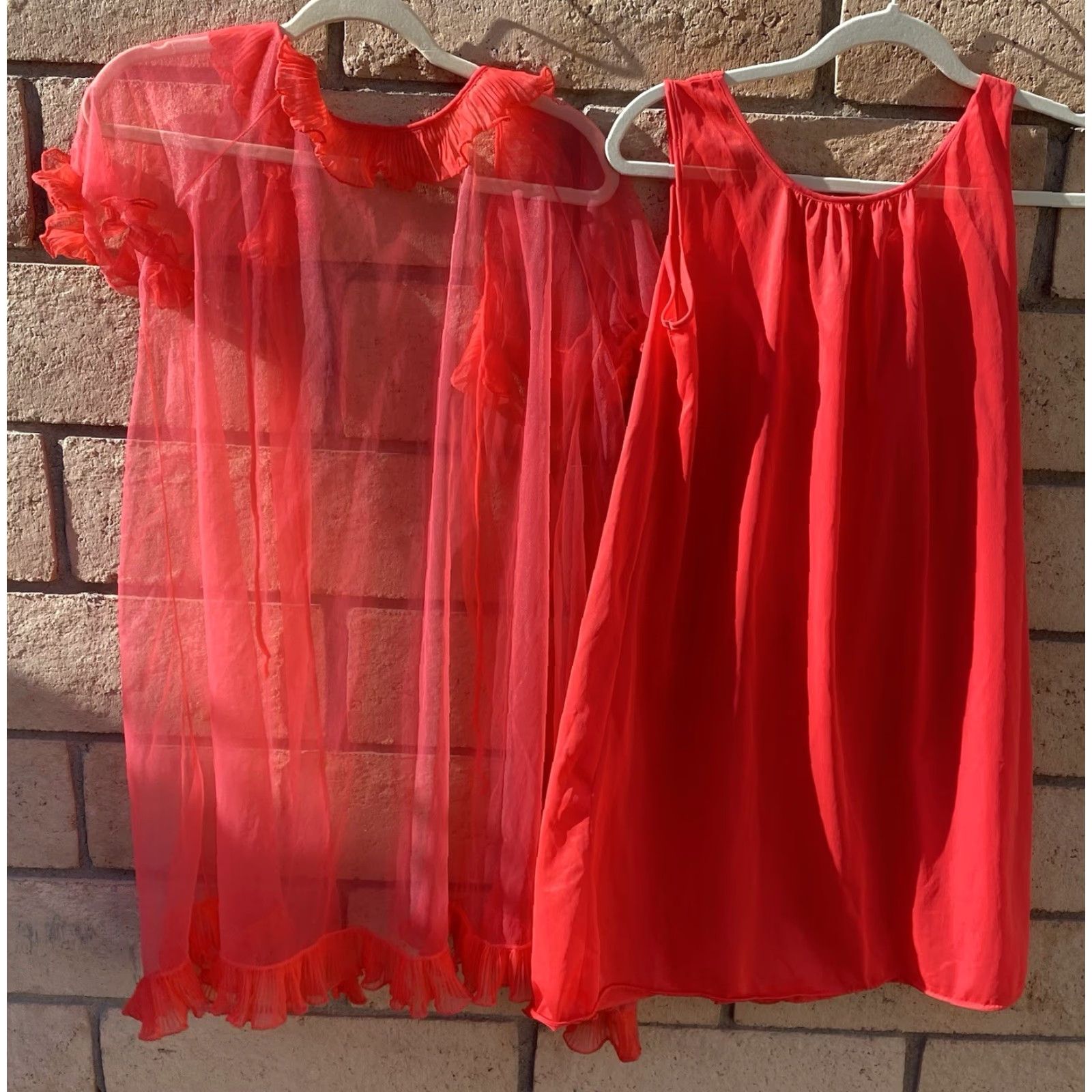Vintage VINTAGE Movie Star Nylon Tricot Nightie Set Sheer Short Peignoir Boudoir Size M Nylon Tricot Nightie Set Movie Star Shirt? Size 32" / US 10 / IT 46 - 7 Thumbnail