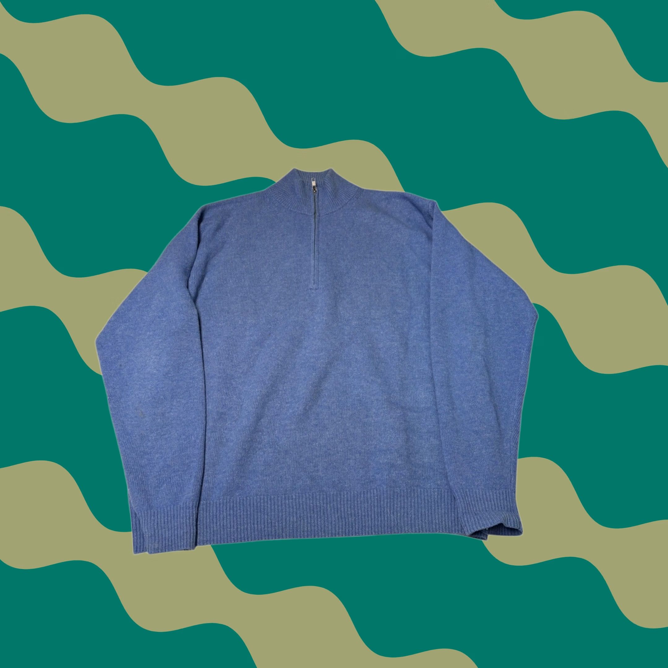 Vintage Marchbrae Edinburgh Wool Sweater Quarter Zip Men L Blue Pullover Mock Neck Size US L / EU 52-54 / 3 - 1 Thumbnail