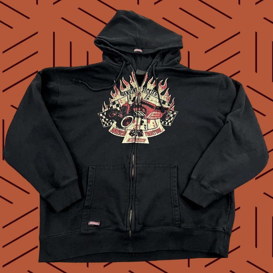 Dickies DICKIES Jacket Mens 2XL XXL Black Hotrod Car Graphic Skater Hooded Zip Retro Y2K Vintage No Collage? wait Size US XXL / EU 58 / 5 - 1 Thumbnail
