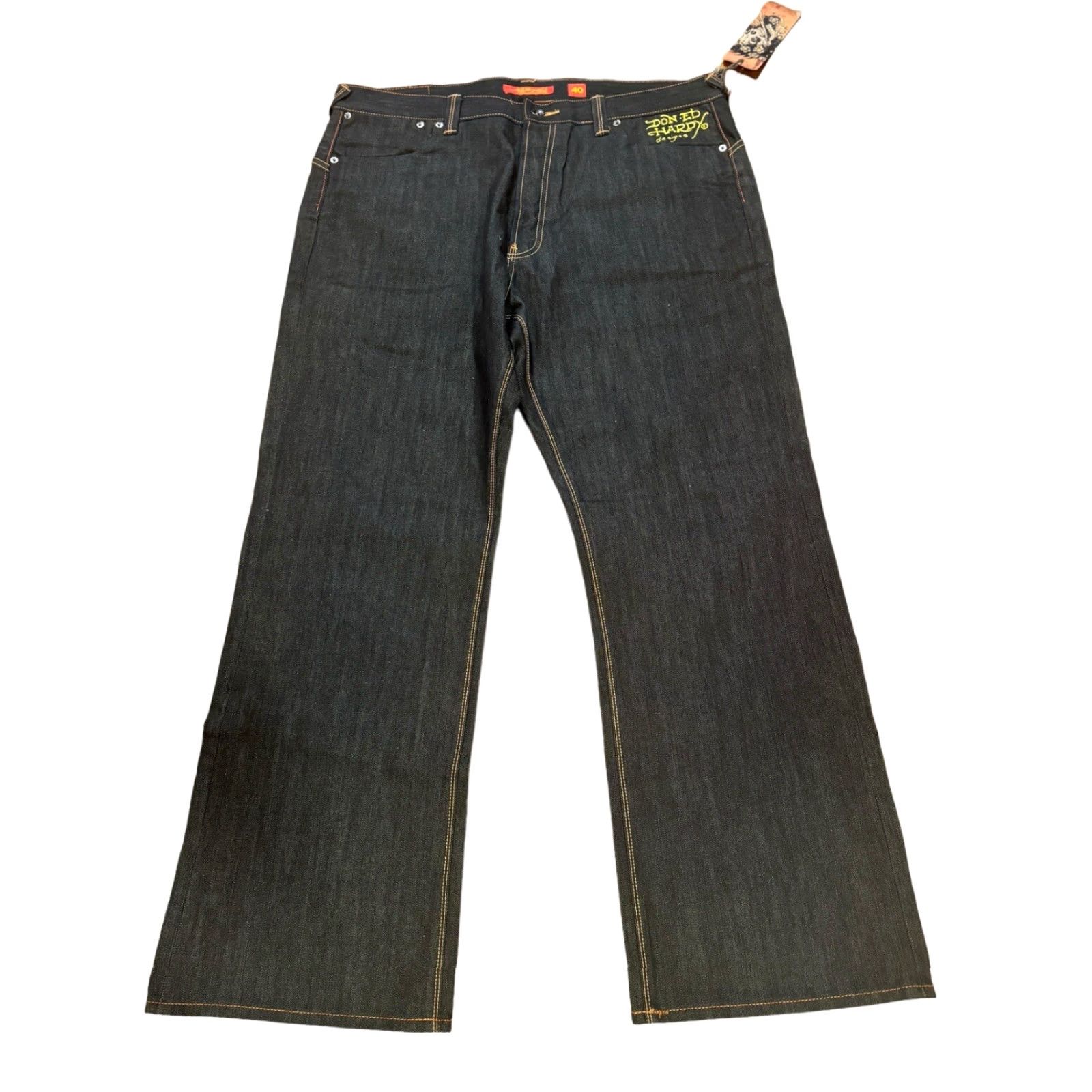 Ed Hardy VINTAGE Ed Hardy Tiger RDMBL Alive N Aware Denim Jeans 40x32 Mens Jeans 5-Pocket Design Black Cotton Denim Embroidered Relaxed Wide-Leg INSEAM 32 in Size US 40 / EU 56 - 3 Thumbnail