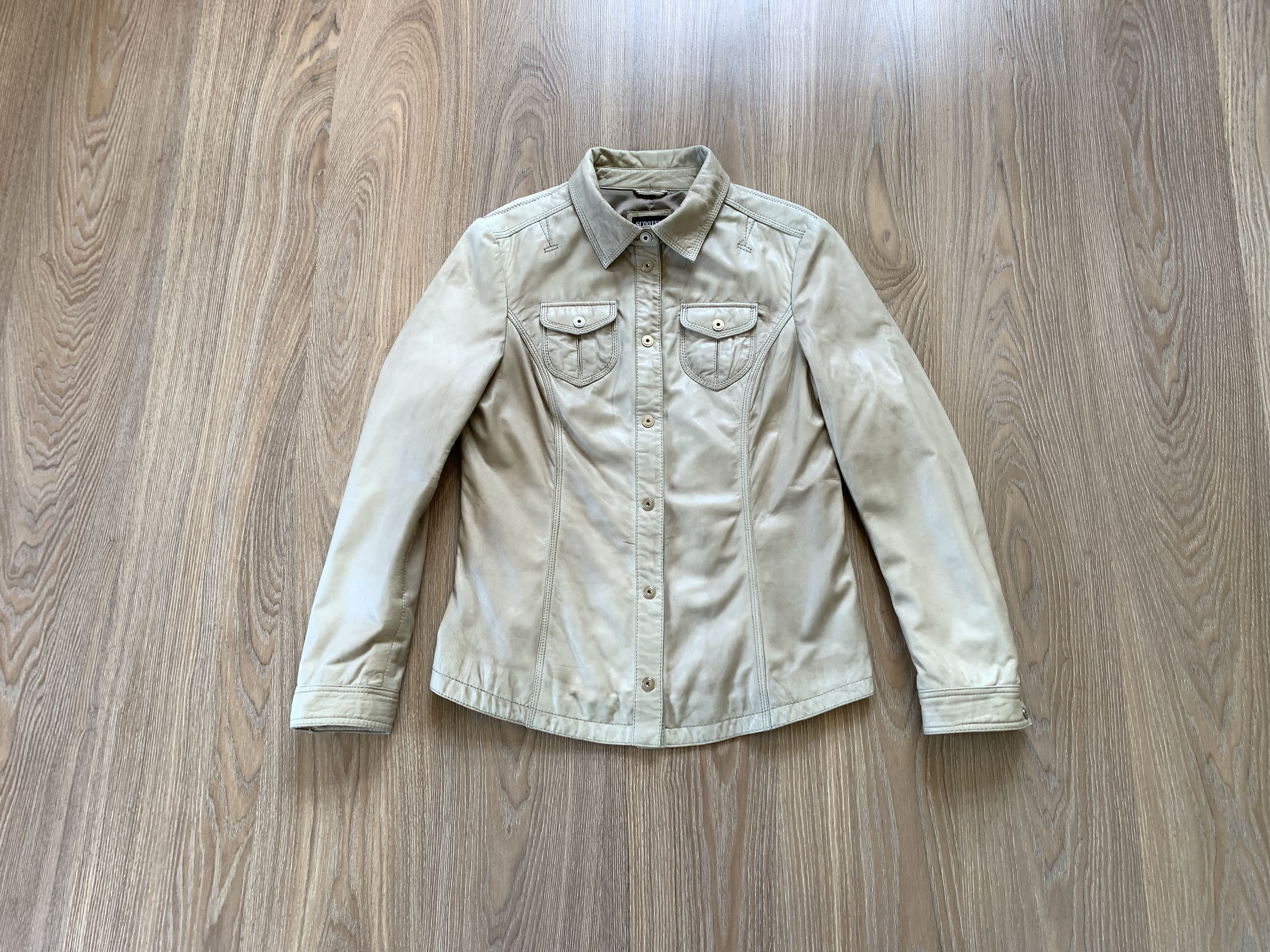 Japanese Brand Scooter Vintage Womens Beige Soft Leather Jacket Size S / US 4 / IT 40 - 1 Thumbnail