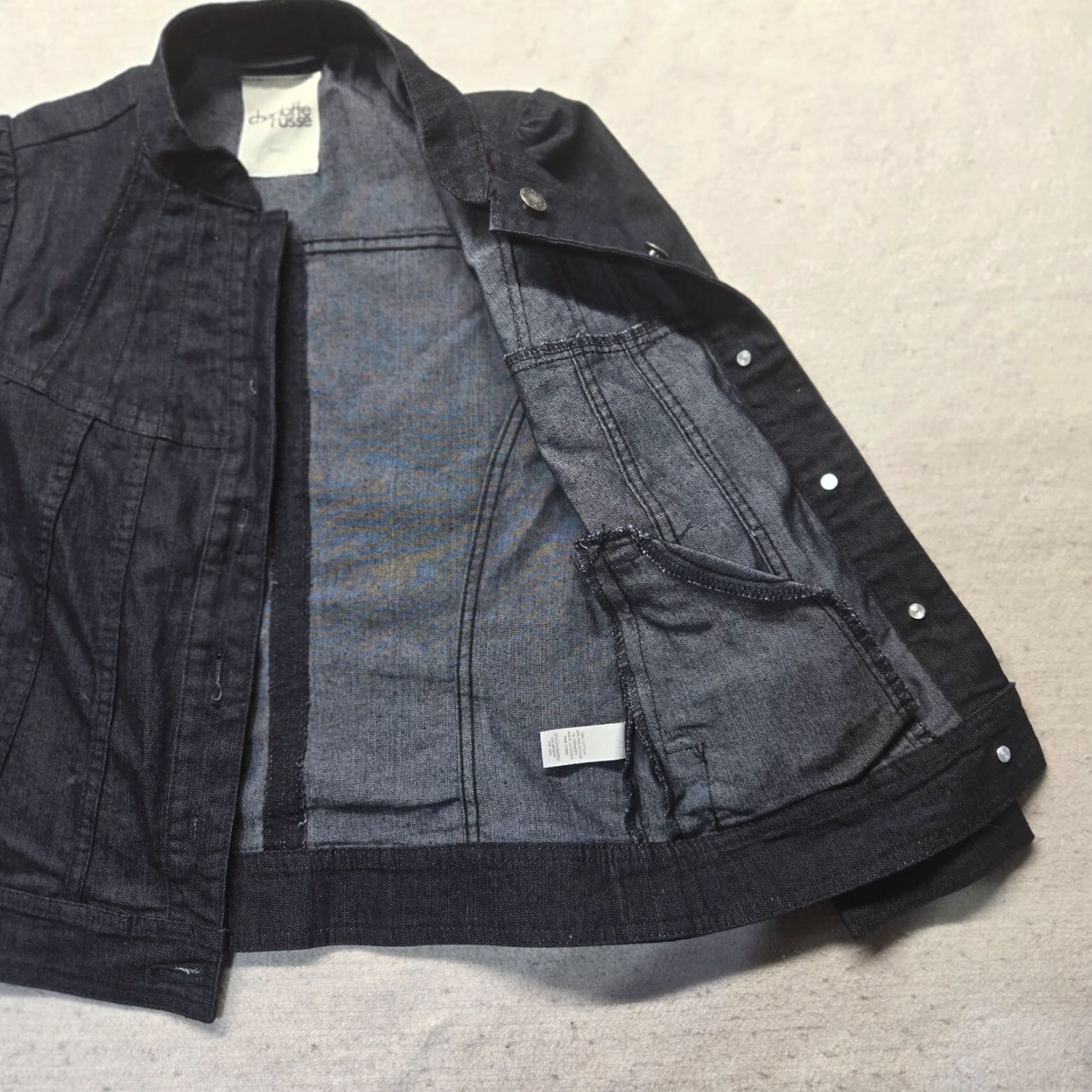 Vintage Charlotte Russe Jacket Black S Women Adult Lightweight Full Button Pocket Coat, cotton blend, Regular, Snap Closure, Basic Jacket Size S / US 4 / IT 40 - 2 Thumbnail