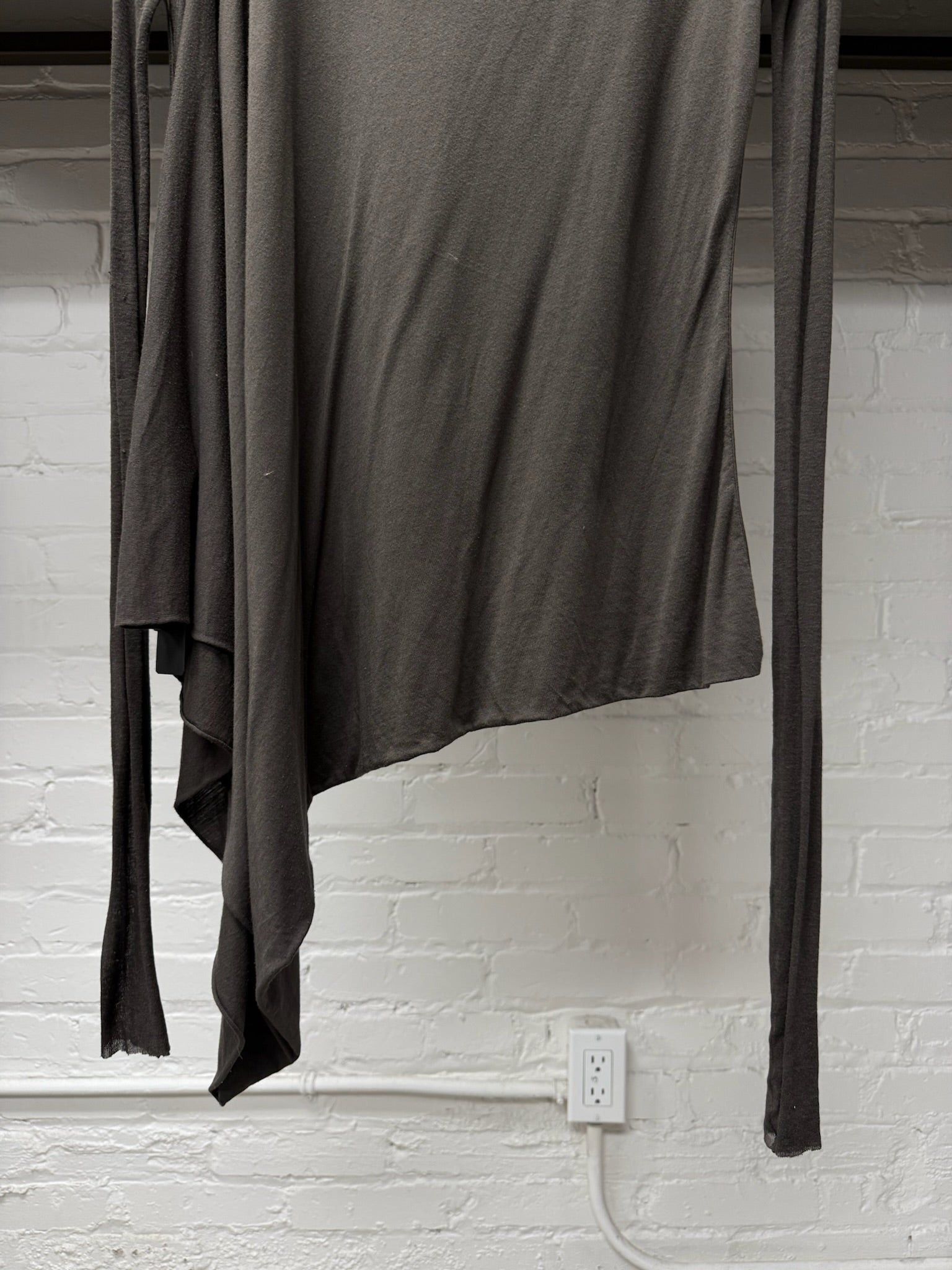 Rick Owens Rick Owens ‘Lilies’ Dust Brown Asymmetric Long Sleeve Layering Shirt Size M / US 6-8 / IT 42-44 - 2 Thumbnail