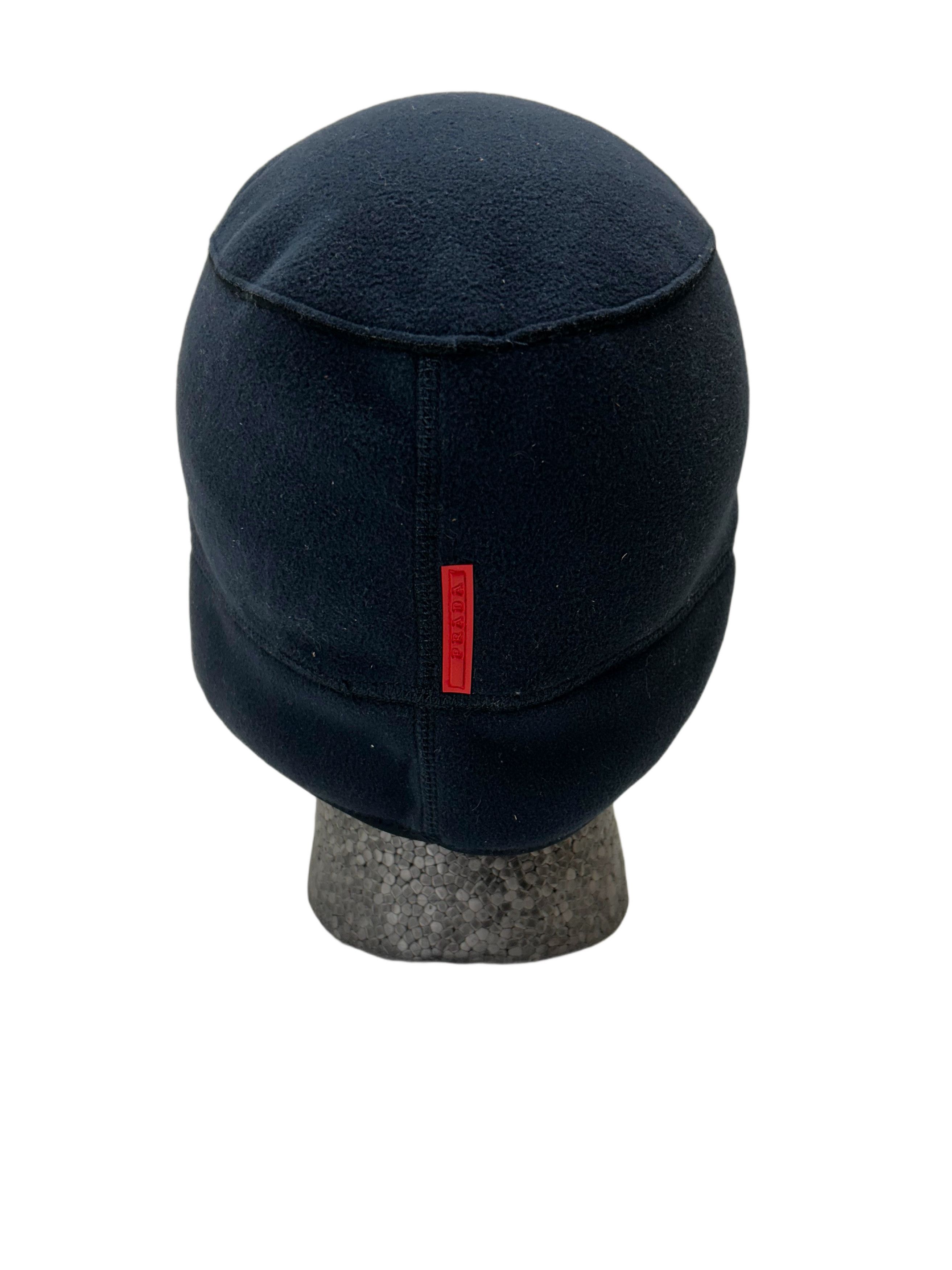 Prada Prada Linea Rossa Blue Fleece Winter Cap With PLR Red Logo Size 32 - 4 Thumbnail