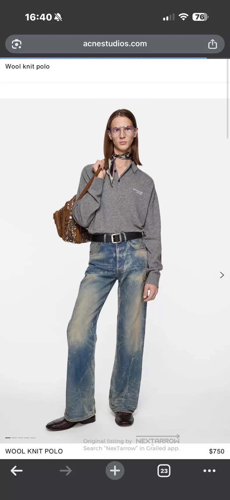 Acne Studios Acne Studios Wool long-sleeve polo shirt, gray Size S / US 4 / IT 40 - 4 Thumbnail