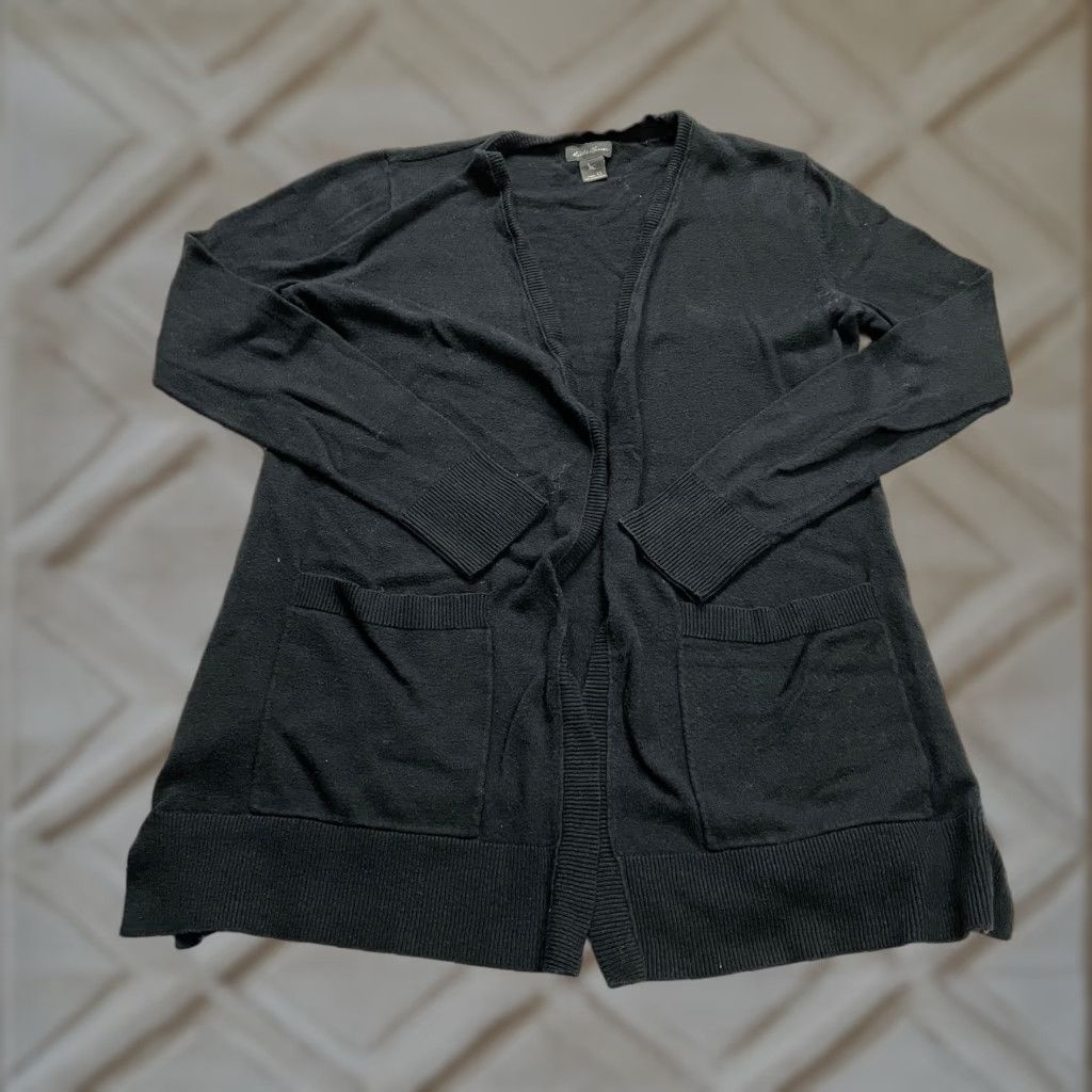 Eddie Bauer Eddie Bauer Cardigan Sweater Womens XS Black Open Large Hip Pockets Casual Soft Size XS / US 0-2 / IT 36-38 - 1 Thumbnail