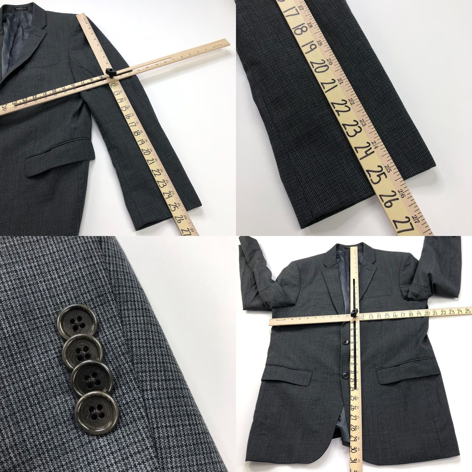 John Varvatos John Varvatos U.S.A. Sport Coat Jacket Gray Men's Wool 40 Regular Notch Lapel Double-Vented 2-Button Front Dry Clean Only Suit Coat Size 40R - 8 Thumbnail