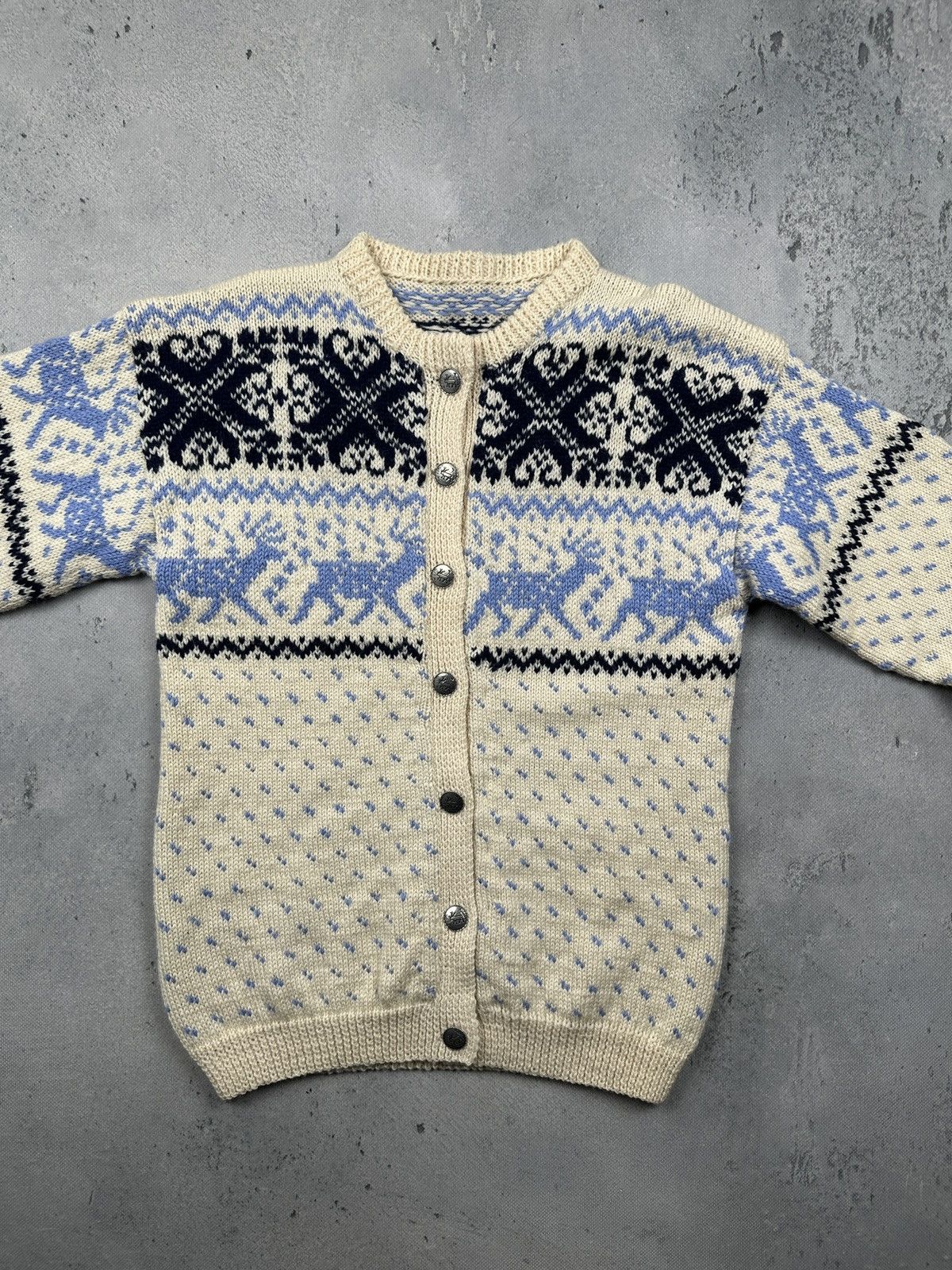 Dale Of Norway Vintage Norwegian Nordic Wool Cardigan Deer Button Folk Knit Size L / US 10 / IT 46 - 4 Thumbnail