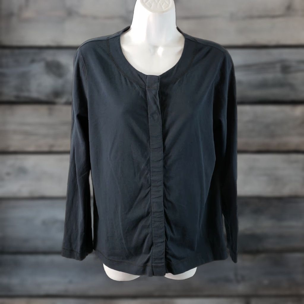 Vintage Soma Tranquility Womens Top Sz 0 Black Long Sleeve Pima Cotton Snap Buttons Blouse Shirt Size XS / US 0-2 / IT 36-38 - 1 Thumbnail