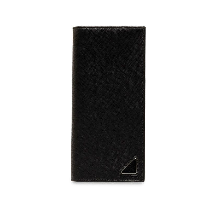 image of Prada Saffiano Logo Long Wallet in Black, Women's