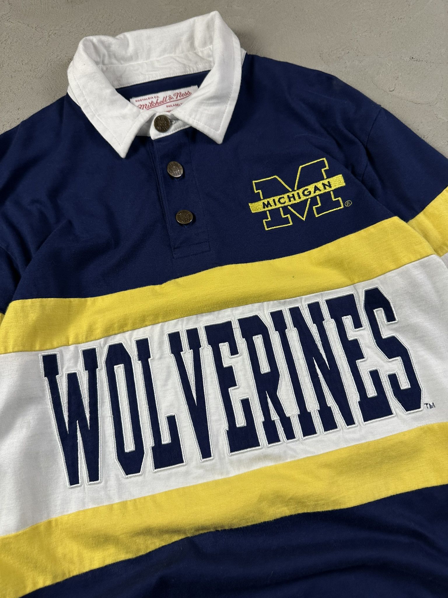 Mitchell & Ness Vintage Y2k Mitchell & Ness Michigan Wolverines Rugby Polo Size US S / EU 44-46 / 1 - 8 Thumbnail