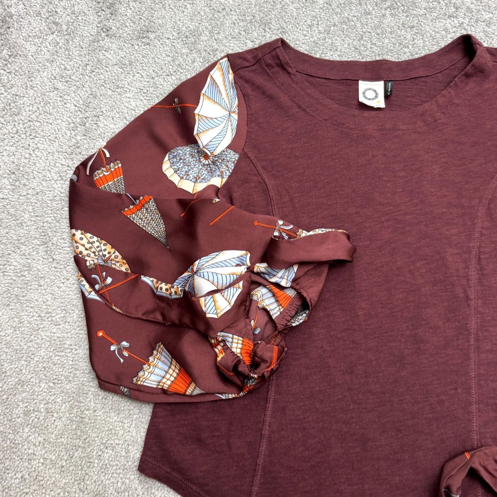 Anthropologie Akemi + Kin Anthropologie Blouse XS Red Maybelle Tied Balloon Sleeve Top Womens Size XS / US 0-2 / IT 36-38 - 4 Thumbnail