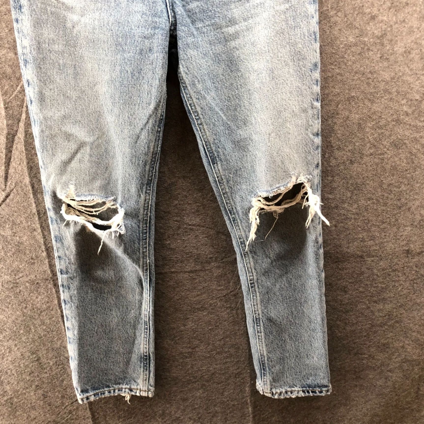 Agolde AGOLDE Riley High Rise Straight Crop Jean Womens 23 Escalate Light Wash Ripped Jeans Denim 5-Pocket Womens Size 40" / US 18 - 4 Thumbnail