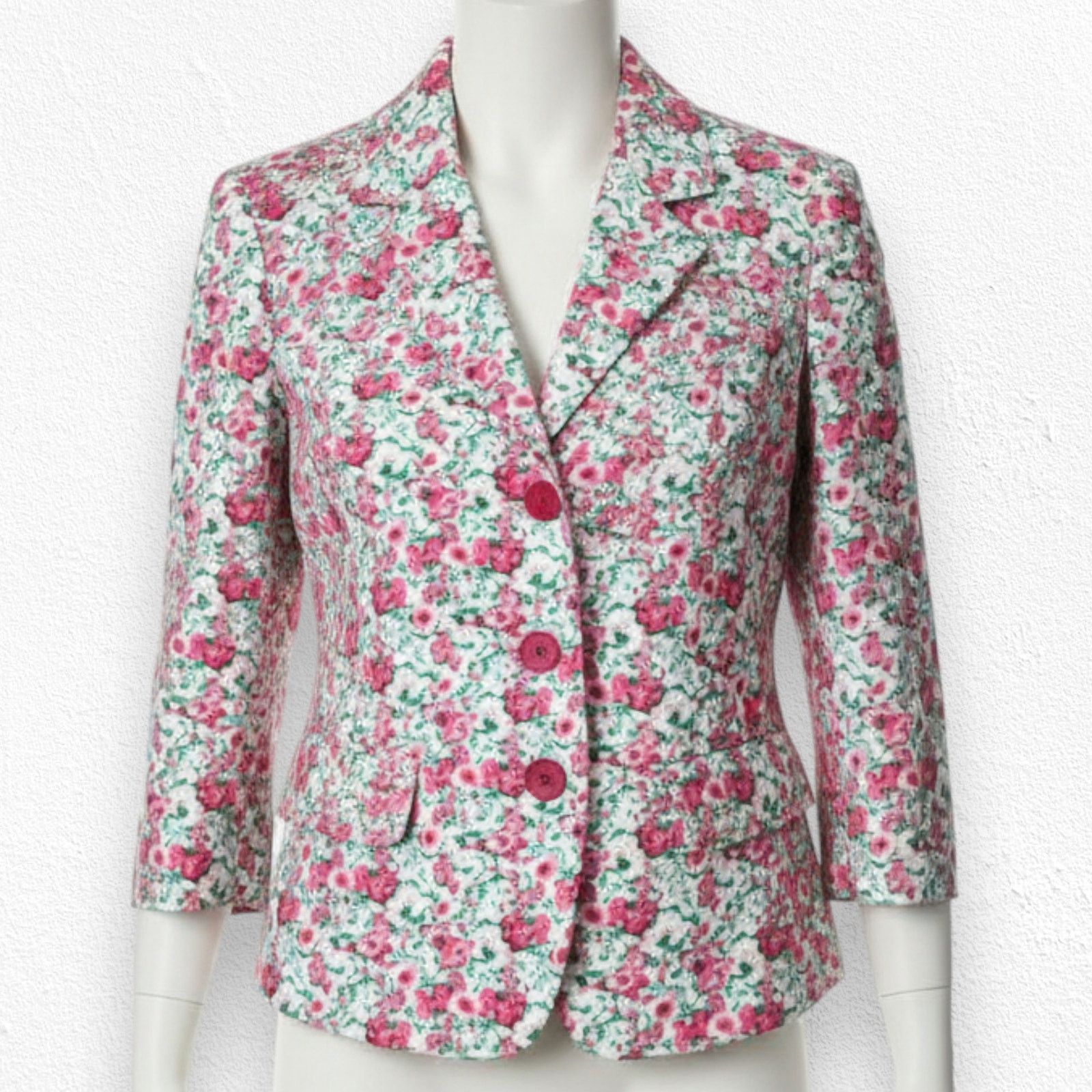 Other Pink Floral V Neck Blazer Jacket Size 6P Size M / US 6-8 / IT 42-44 - 10 Thumbnail