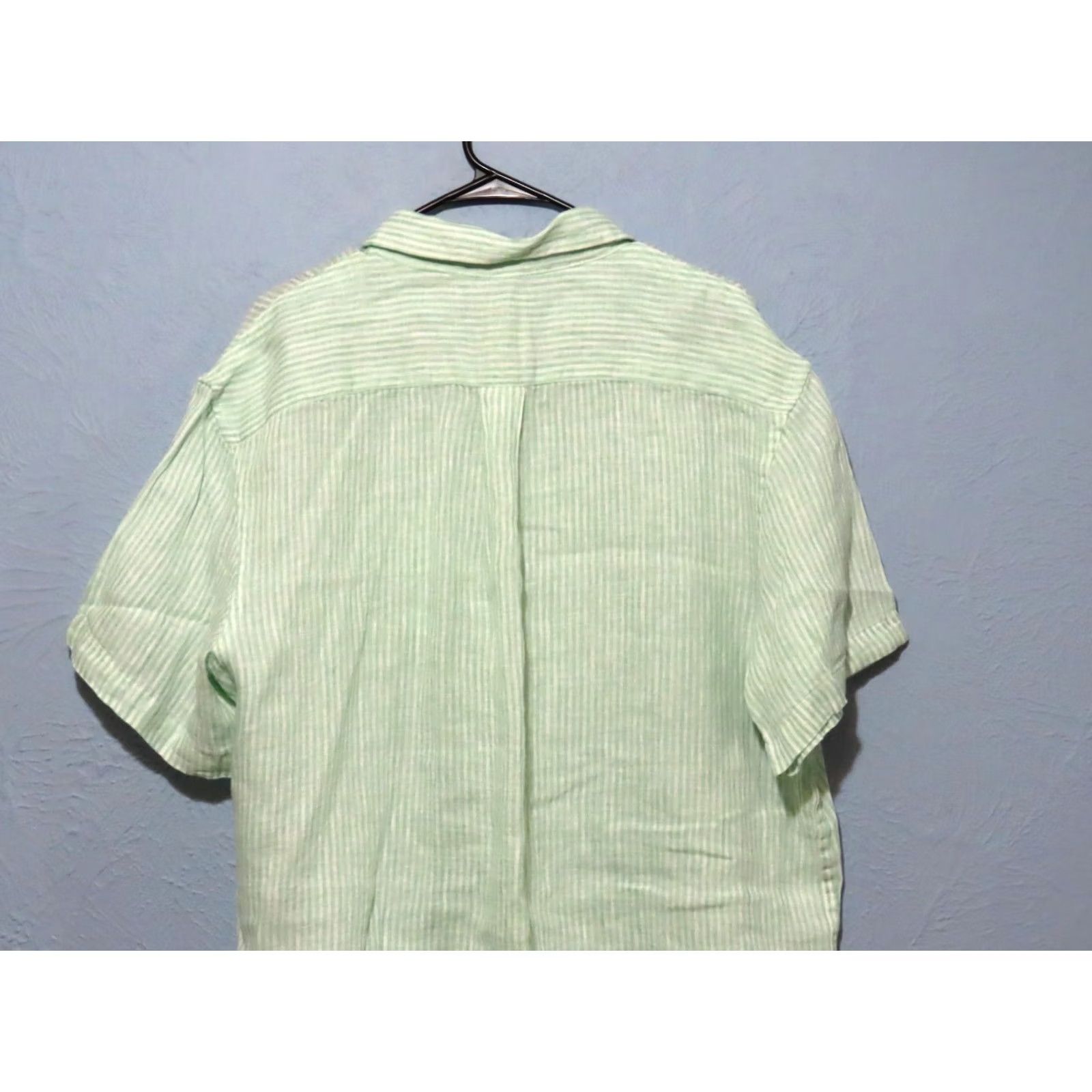 Panama Jack Panama Jack Shirt Men 2XL Green Striped Linen Button-Up Short Sleeve Casual Hawaiian Camp Shirt Size US XXL / EU 58 / 5 - 8 Thumbnail