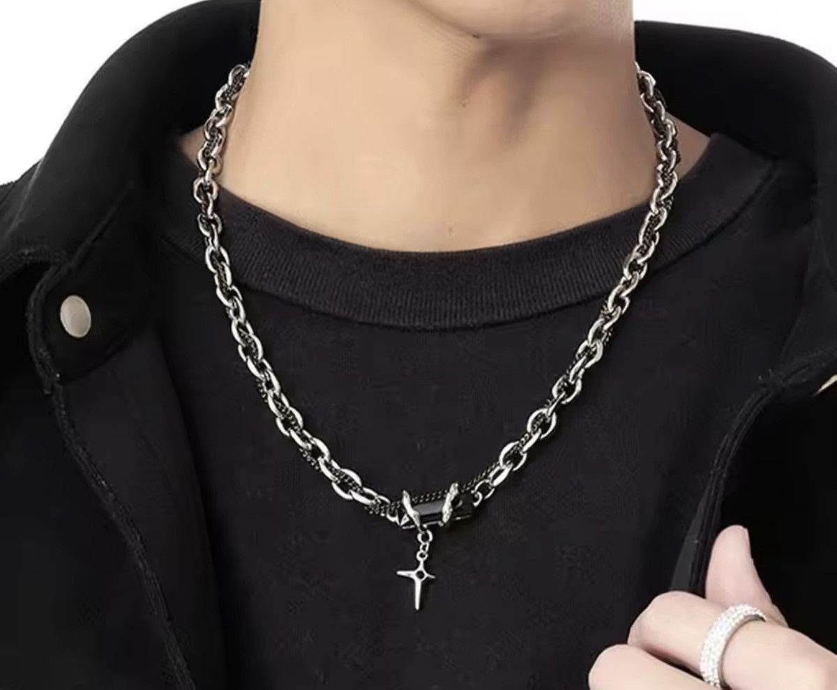 Jewelry Black Stone Star Cross Necklace Size ONE SIZE - 3 Thumbnail