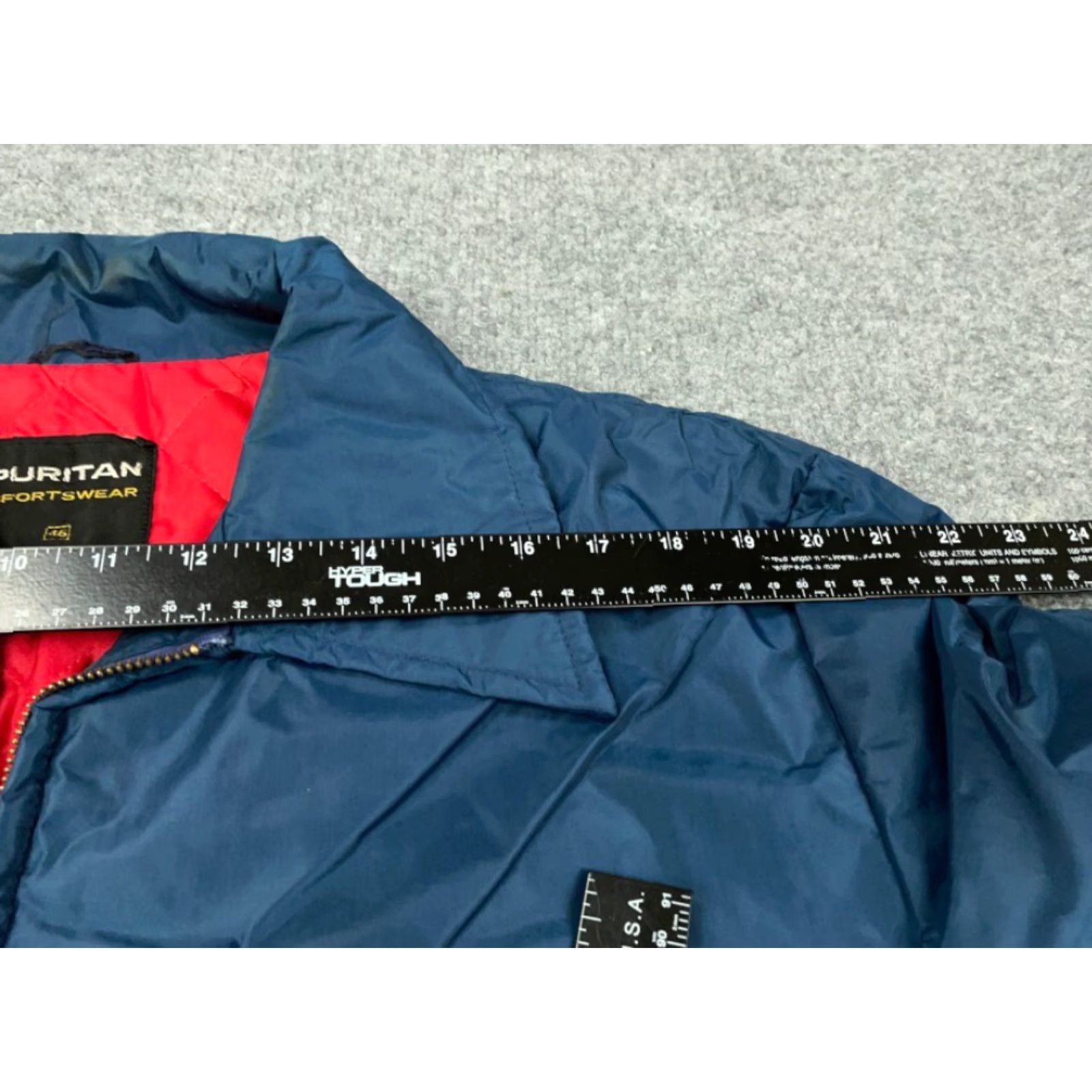 Vintage VINTAGE Puritan Jacket 46 Dark Blue Red Quilted Zip Field Jacket Men Adult 90s Retro Military Pockets Full Zip Size US S / EU 44-46 / 1 - 5 Thumbnail