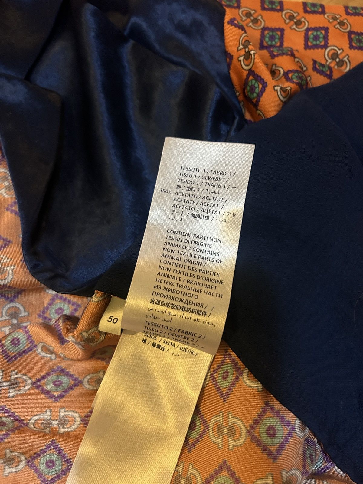 Gucci Gucci Men Silk & Acetate Navy Orange Shirt size IT 50 Size US M / EU 48-50 / 2 - 8 Thumbnail