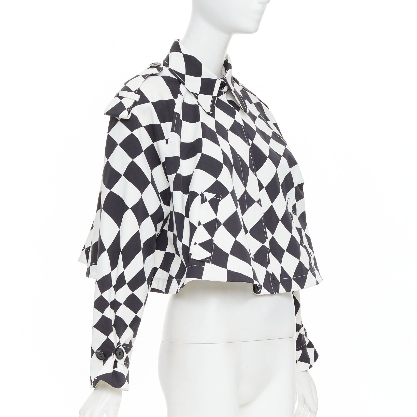 Maison Margiela MAISON MARGIELA MM6 black white checkerboard cotton cropped flared coat FR40 M Size M / US 6-8 / IT 42-44 - 1 Thumbnail