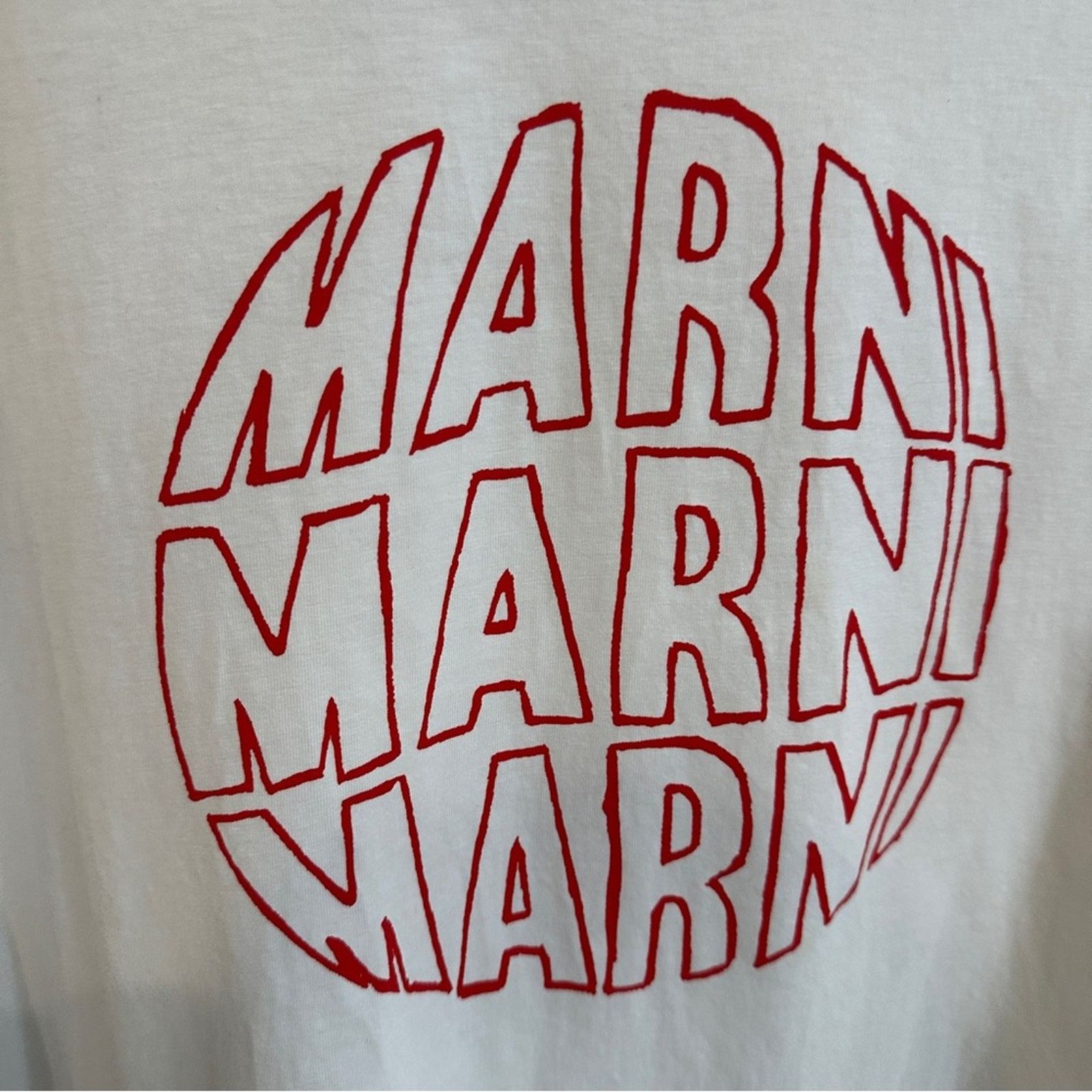 Marni Marni Logo Graphic Oversized T Shirt White Red Print Size US XL / EU 56 / 4 - 5 Thumbnail