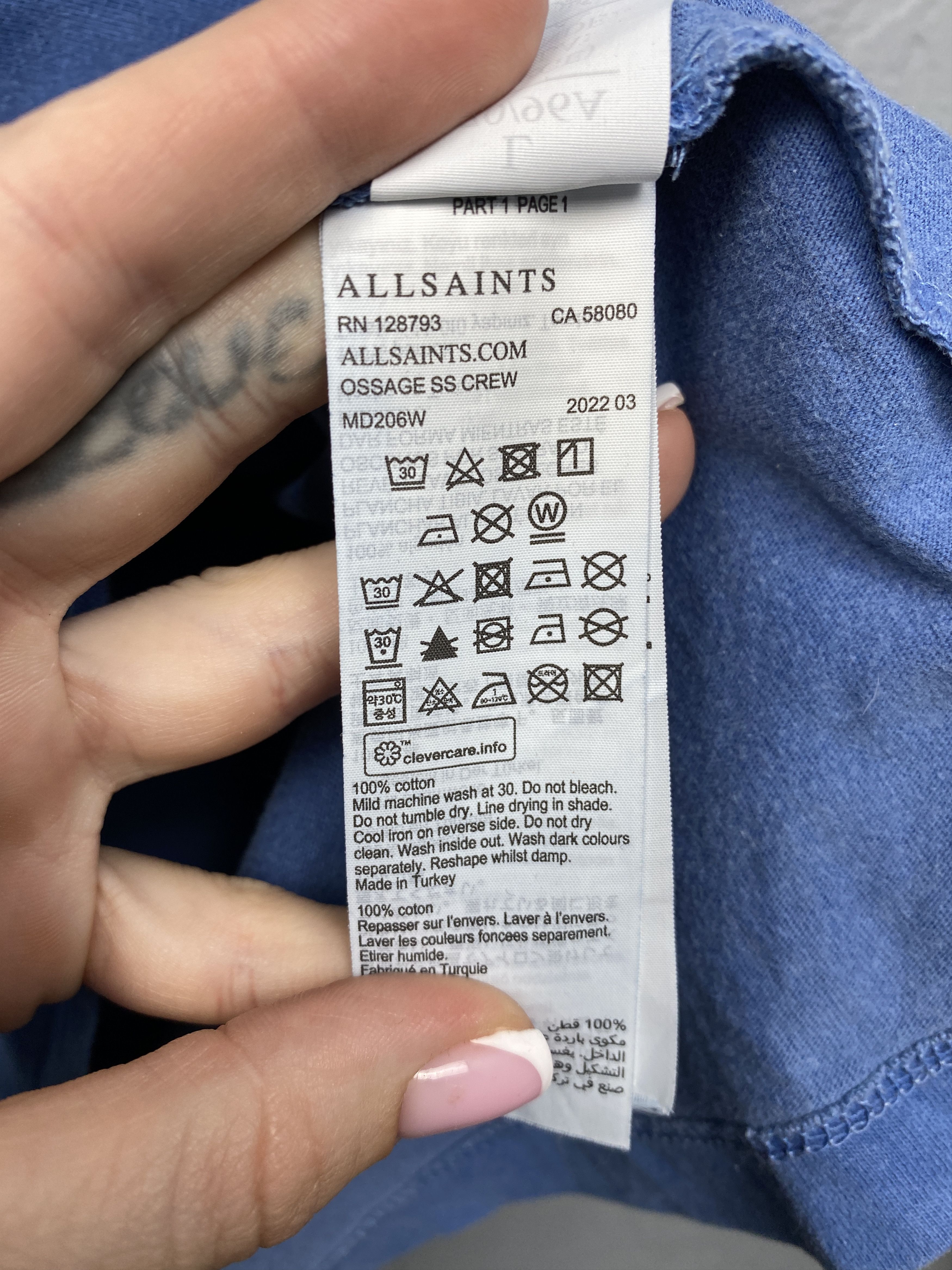 Allsaints Allsaints Vintage Mens Ossage Crew Neck T-Shirt Size US L / EU 52-54 / 3 - 5 Thumbnail