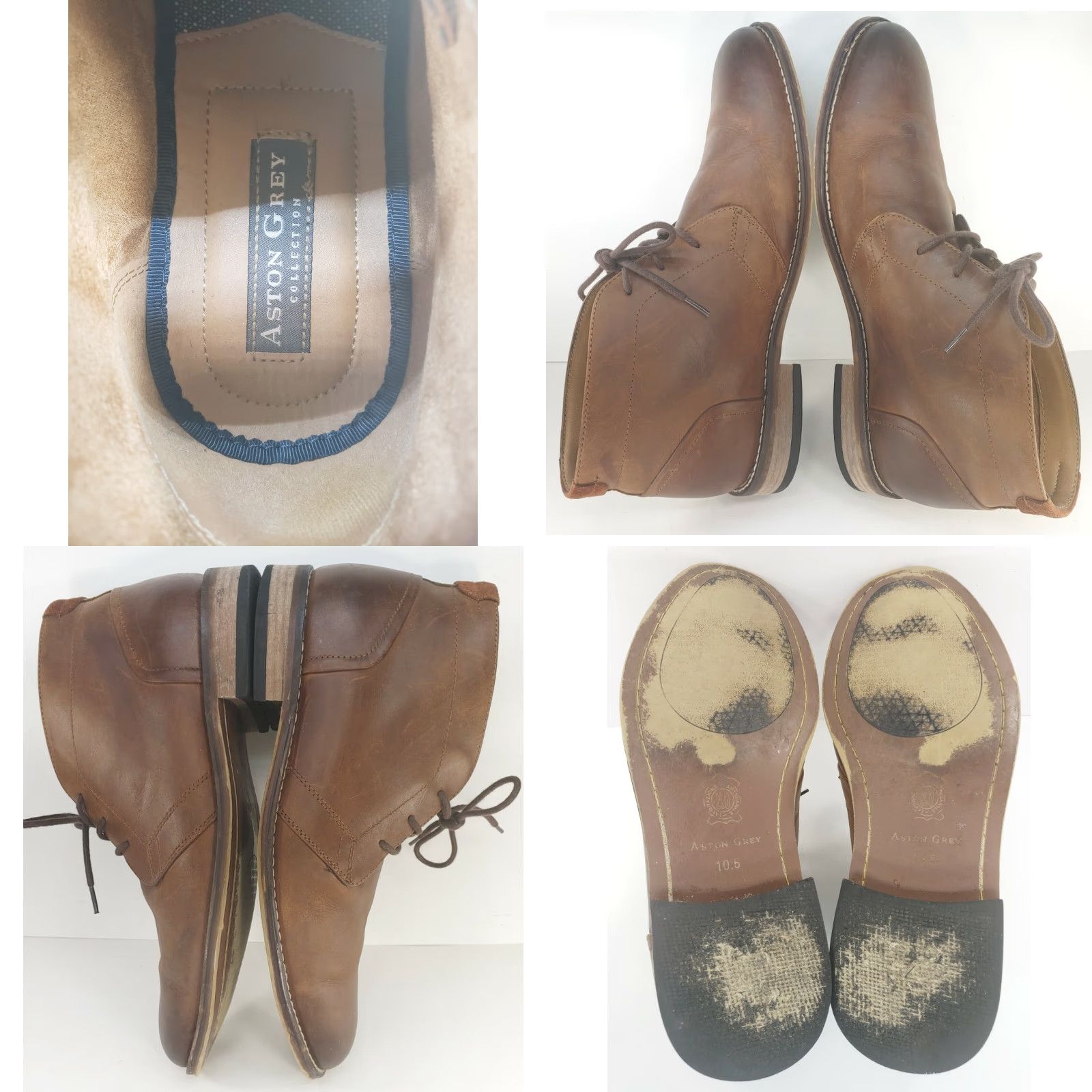 Vintage Aston Grey Boots Mens 10.5M Brown Leather Chukka Desert Boots Size US 11 / EU 44 - 8 Thumbnail